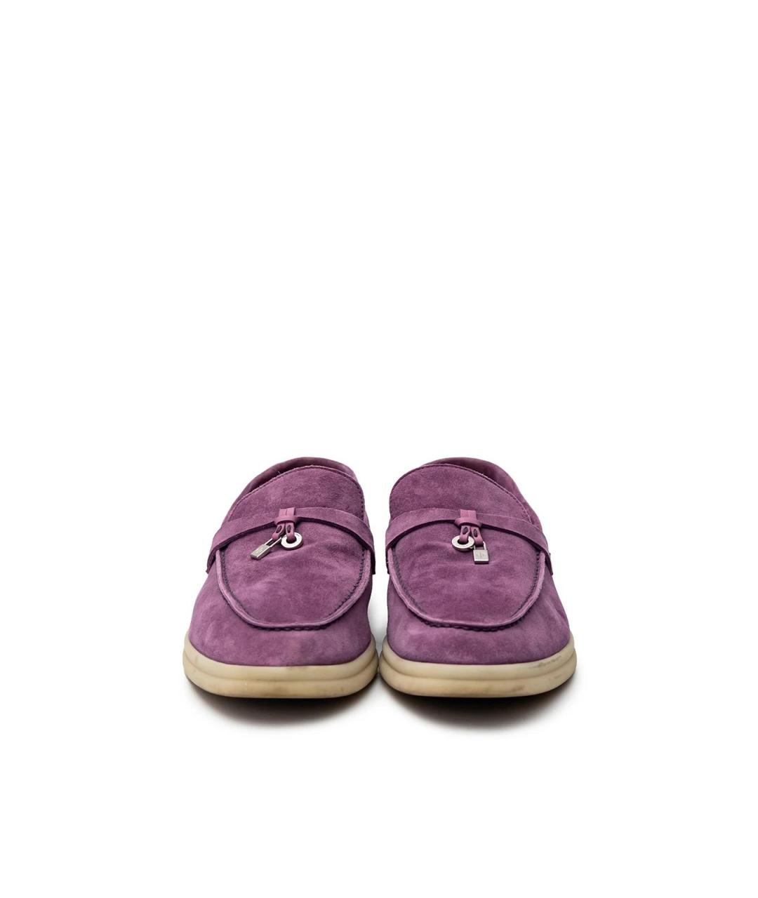 LORO PIANA Фиолетовые замшевые лоферы, фото 4