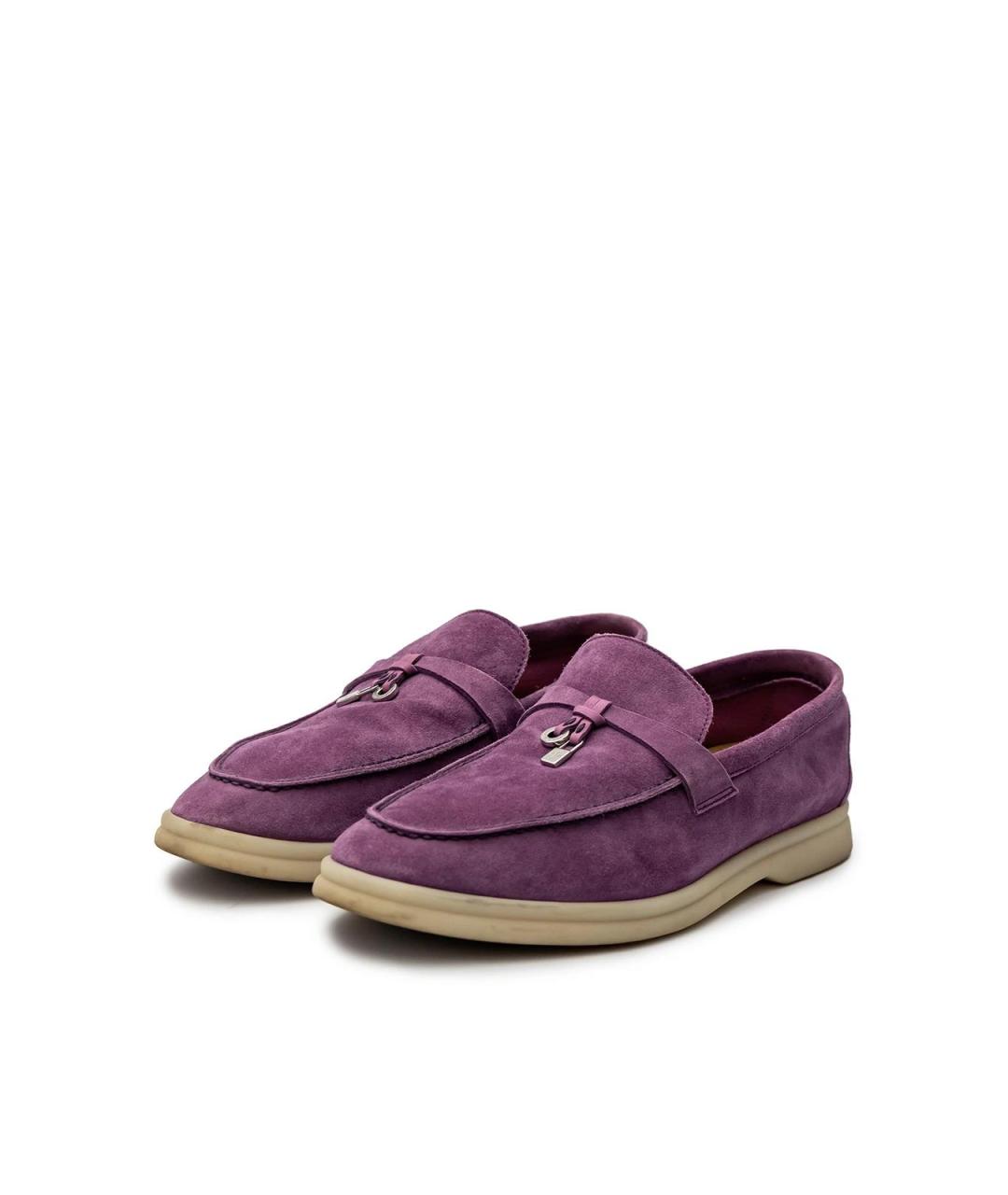 LORO PIANA Фиолетовые замшевые лоферы, фото 2