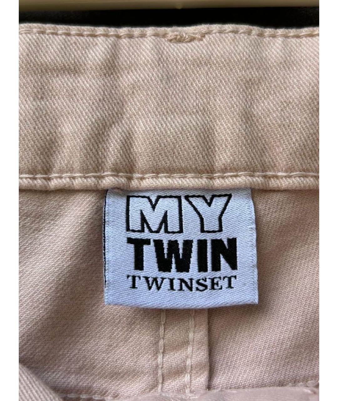 TWIN-SET Бежевые хлопковые прямые джинсы, фото 7