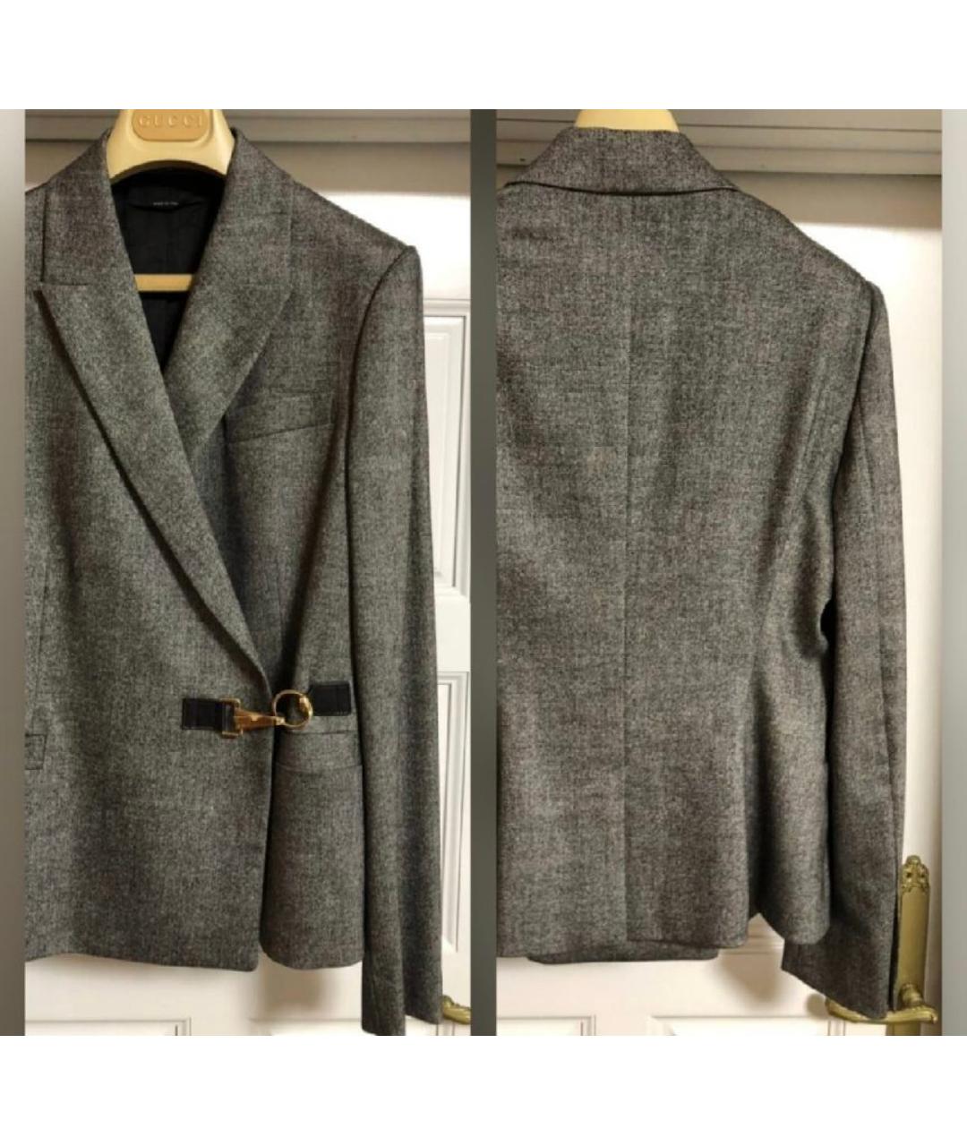 GUCCI Серый шерстяной жакет/пиджак, фото 8