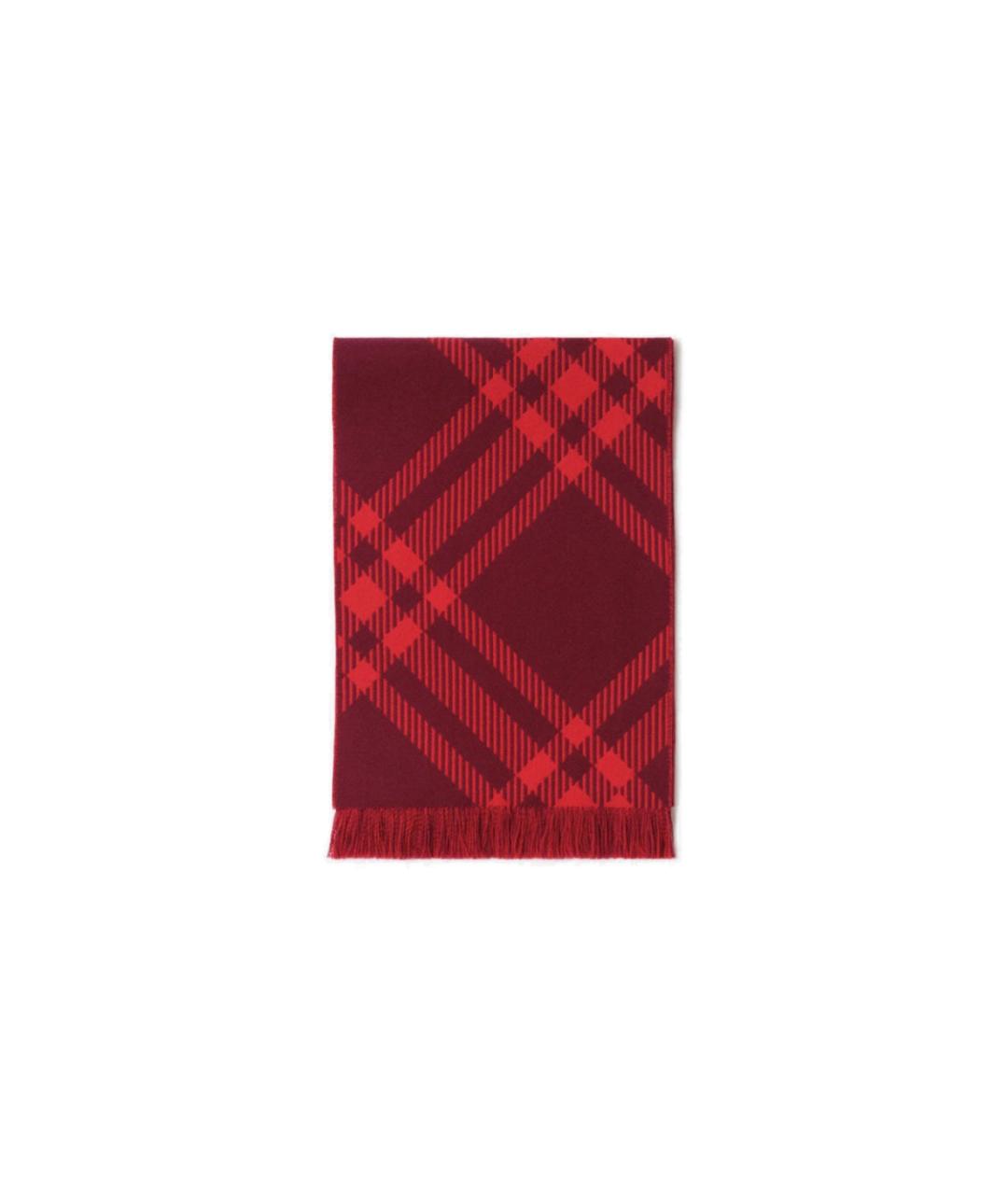 BURBERRY Красный шерстяной шарф, фото 1