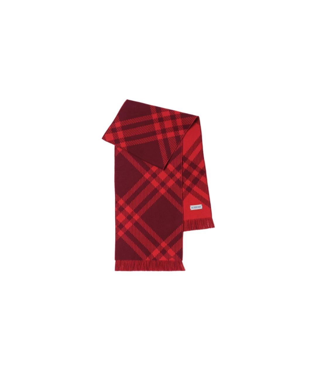 BURBERRY Красный шерстяной шарф, фото 3