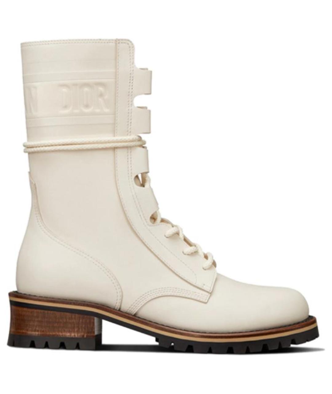 CHRISTIAN DIOR Бежевые кожаные ботинки, фото 1