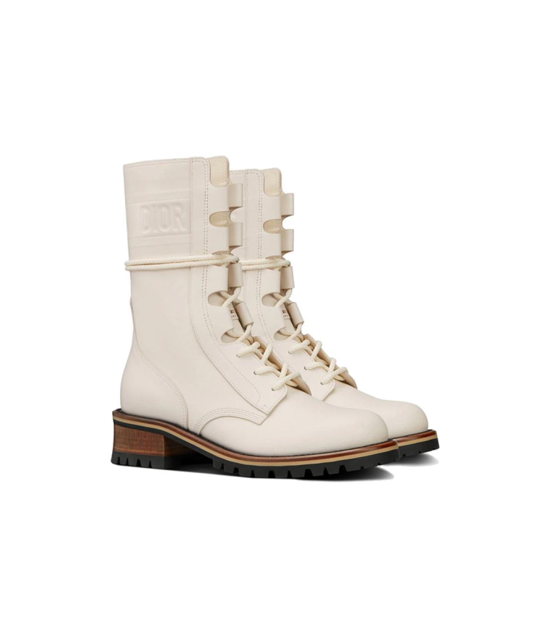 CHRISTIAN DIOR Бежевые кожаные ботинки, фото 5