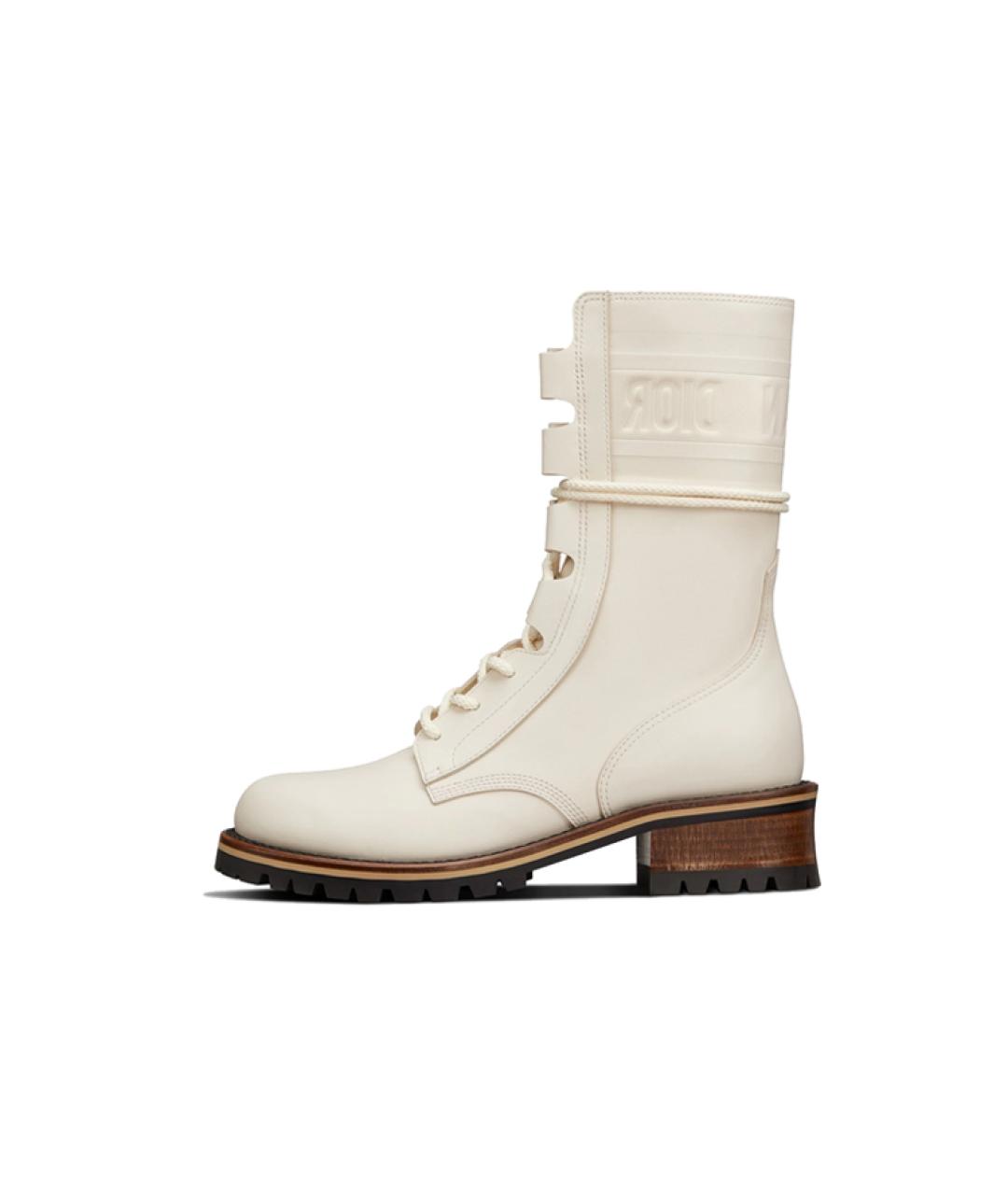 CHRISTIAN DIOR Бежевые кожаные ботинки, фото 2