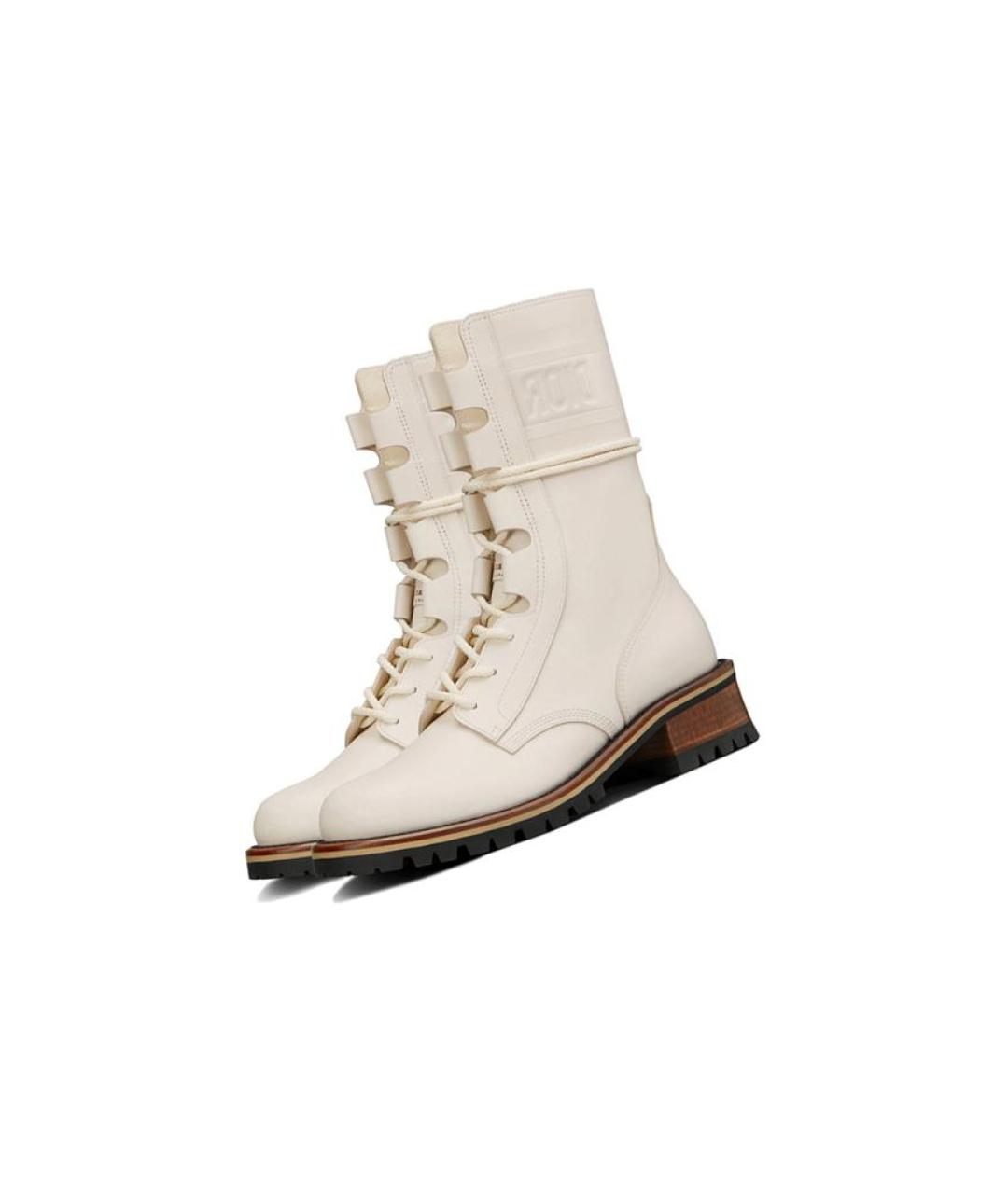 CHRISTIAN DIOR Бежевые кожаные ботинки, фото 3