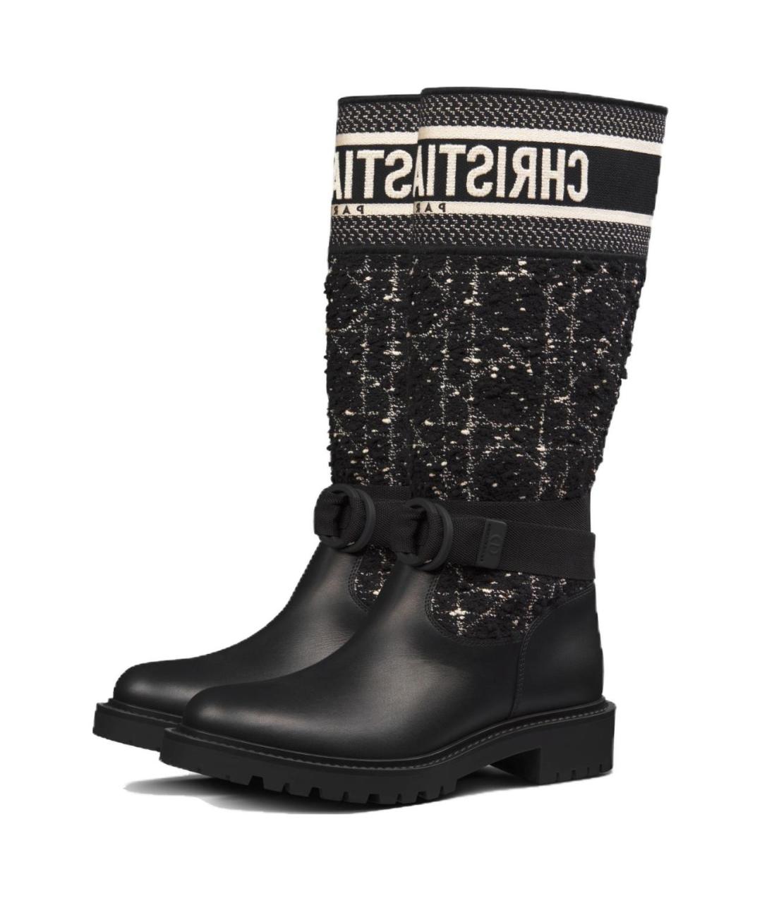 CHRISTIAN DIOR Черные кожаные сапоги, фото 3