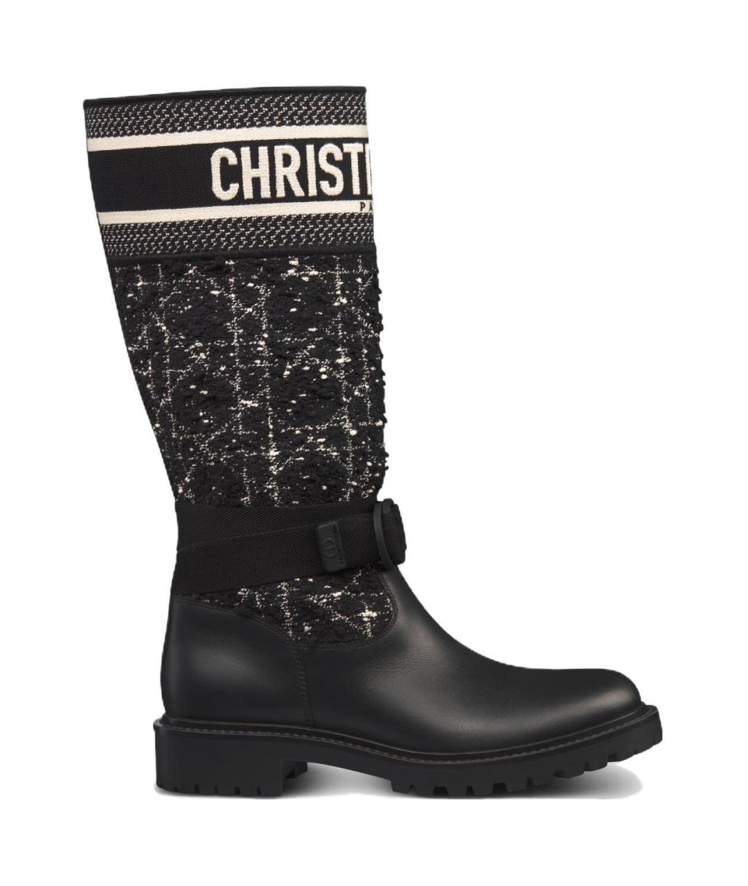 CHRISTIAN DIOR Черные кожаные сапоги, фото 1