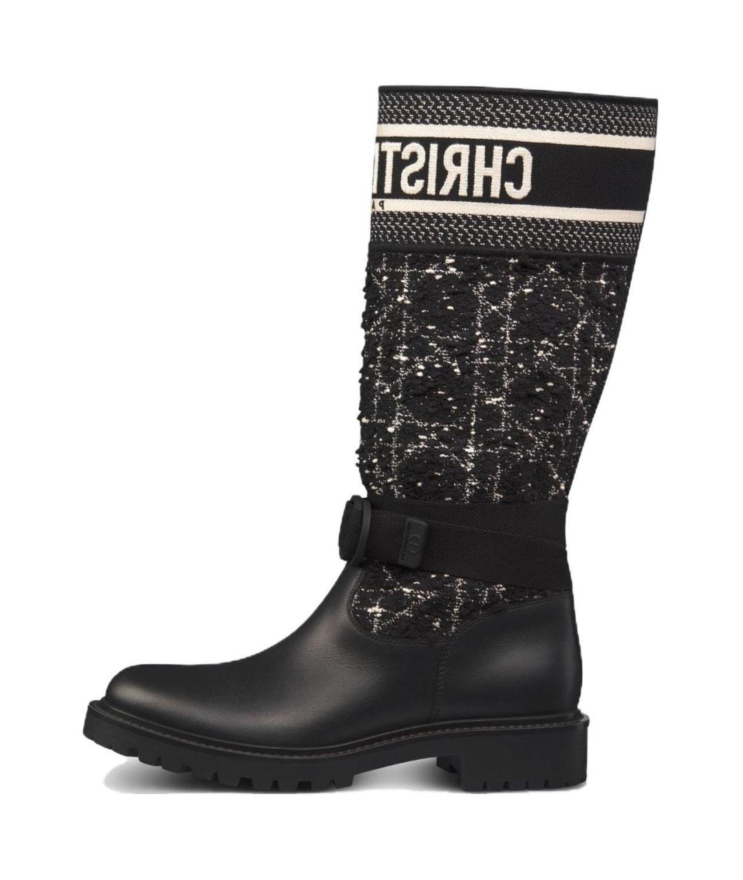 CHRISTIAN DIOR Черные кожаные сапоги, фото 2