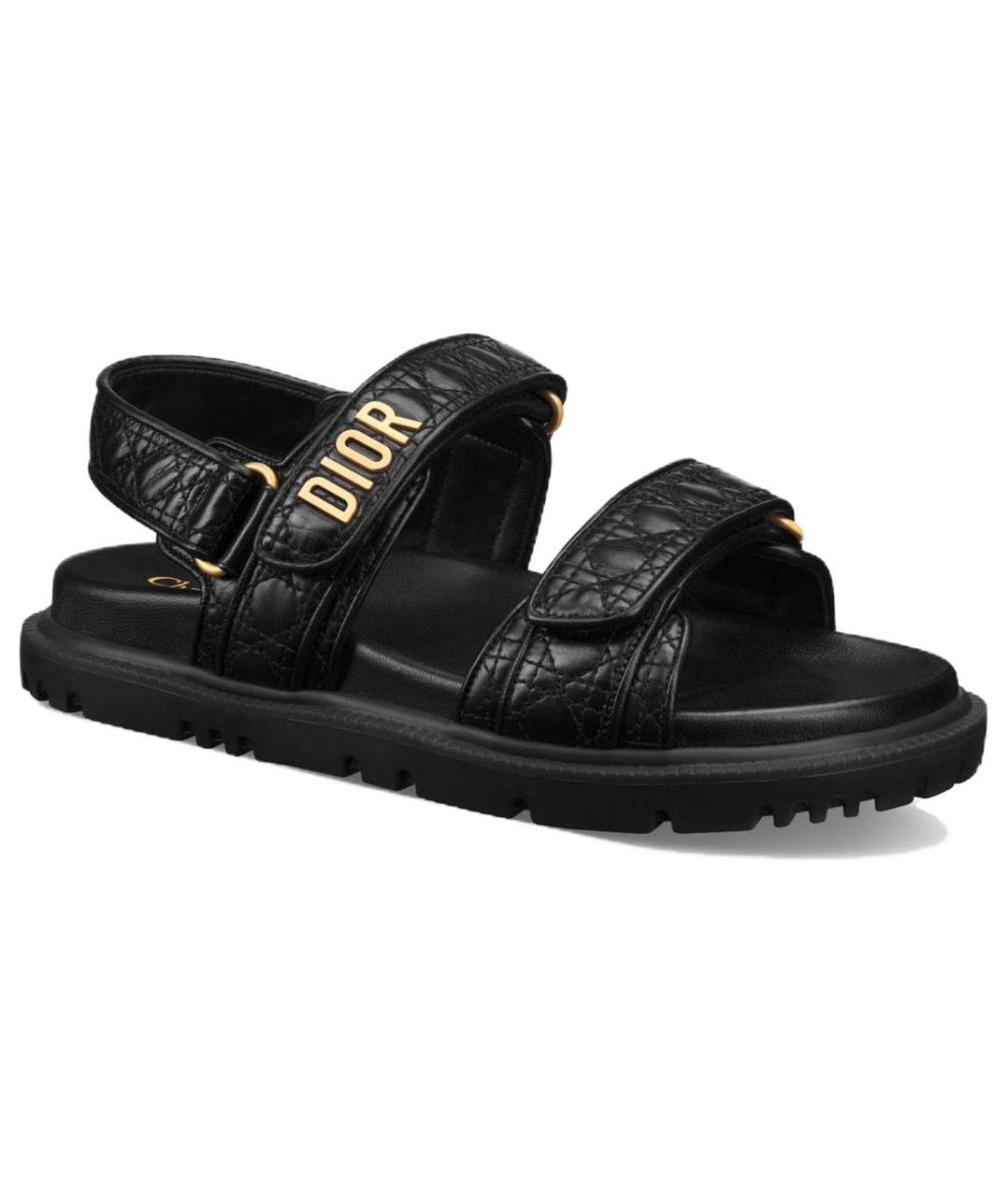 CHRISTIAN DIOR Черные кожаные сандалии, фото 3