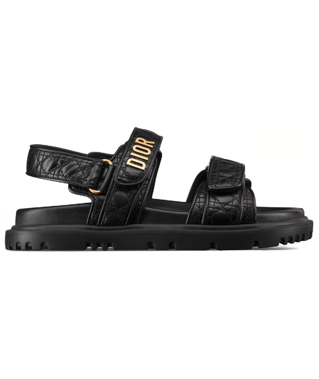 CHRISTIAN DIOR Черные кожаные сандалии, фото 1