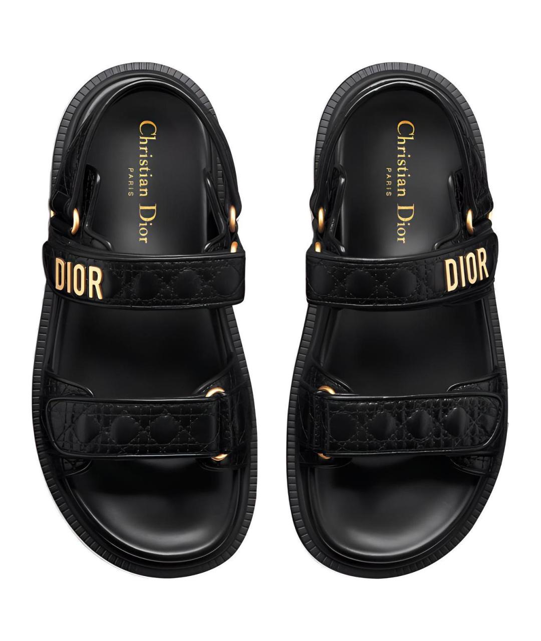 CHRISTIAN DIOR Черные кожаные сандалии, фото 4