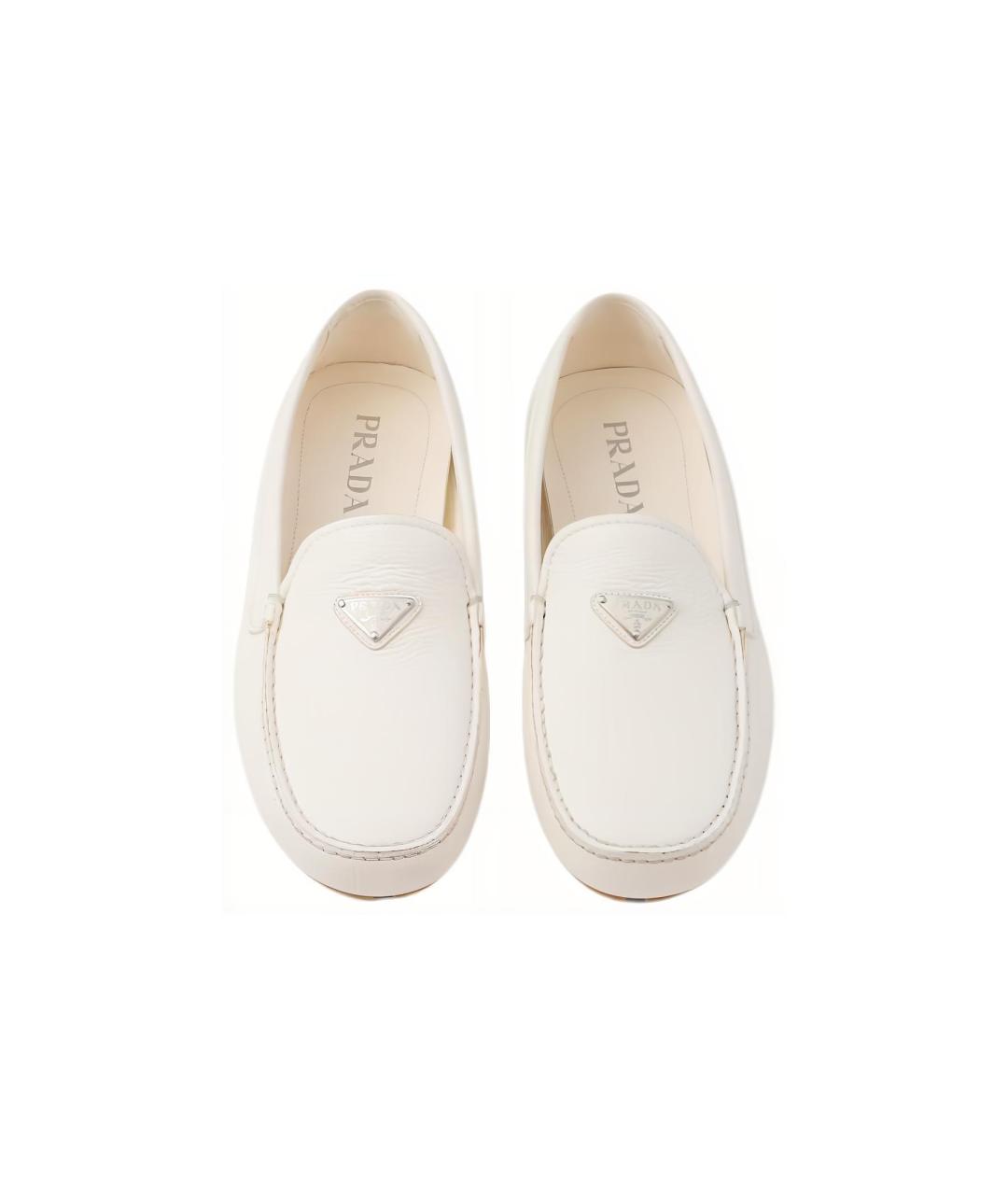 PRADA Белые кожаные лоферы, фото 5