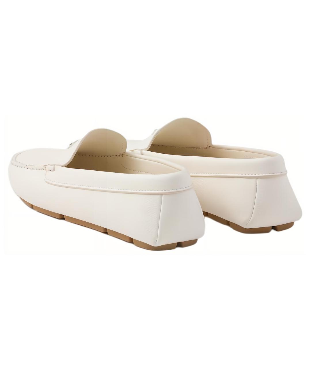 PRADA Белые кожаные лоферы, фото 4
