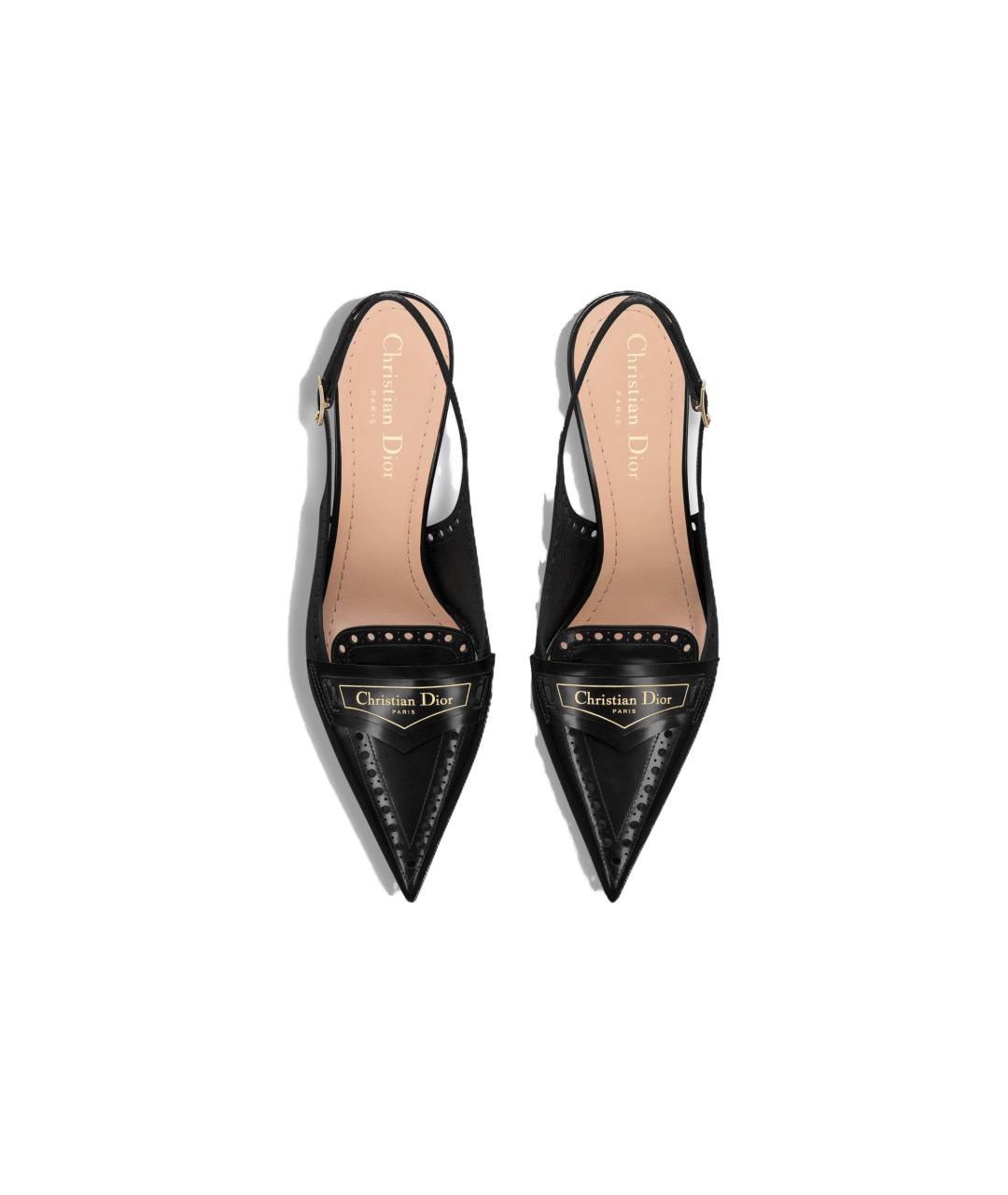 CHRISTIAN DIOR Черные кожаные лодочки на низком каблуке, фото 4