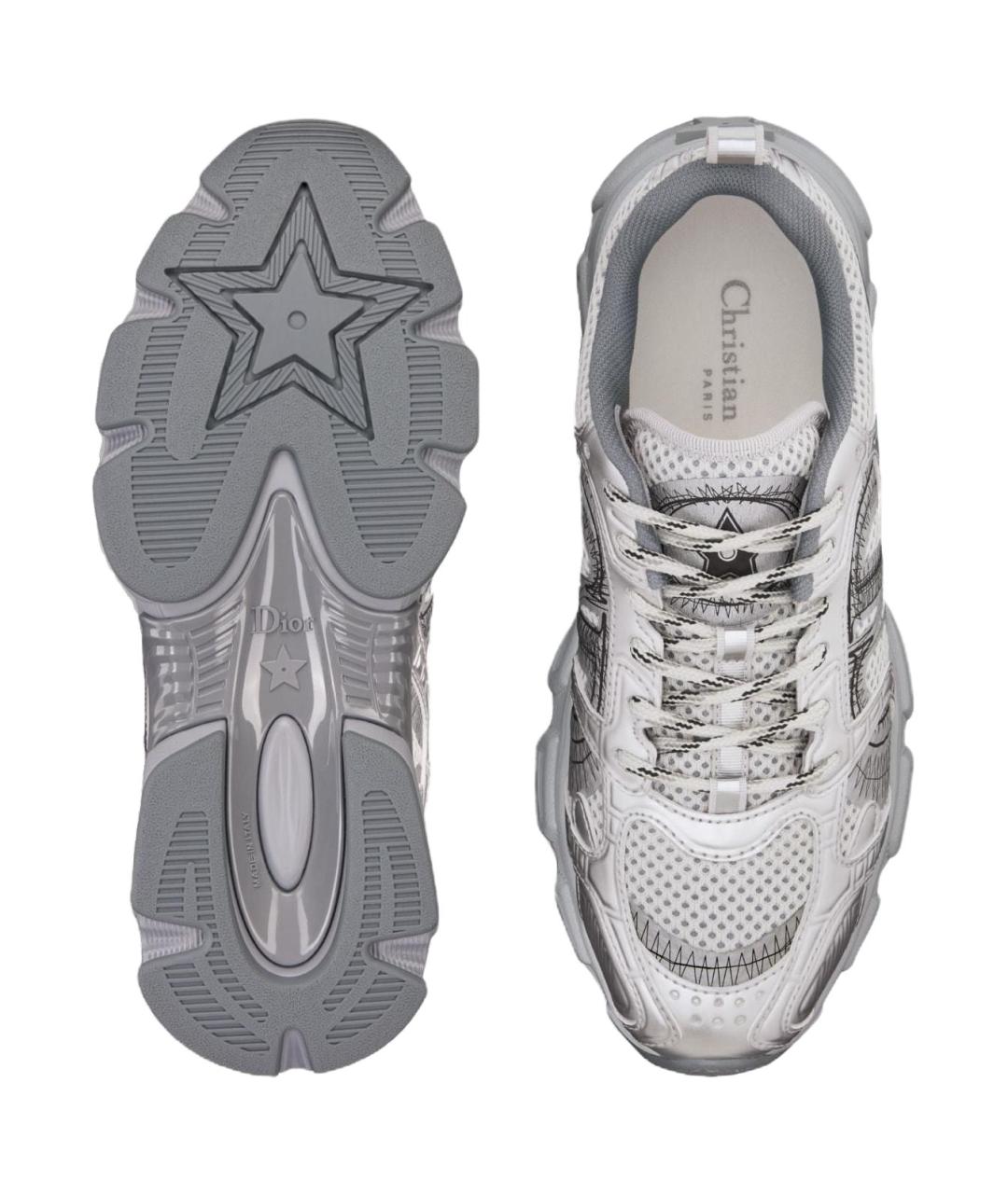CHRISTIAN DIOR Серебряные текстильные кроссовки, фото 5