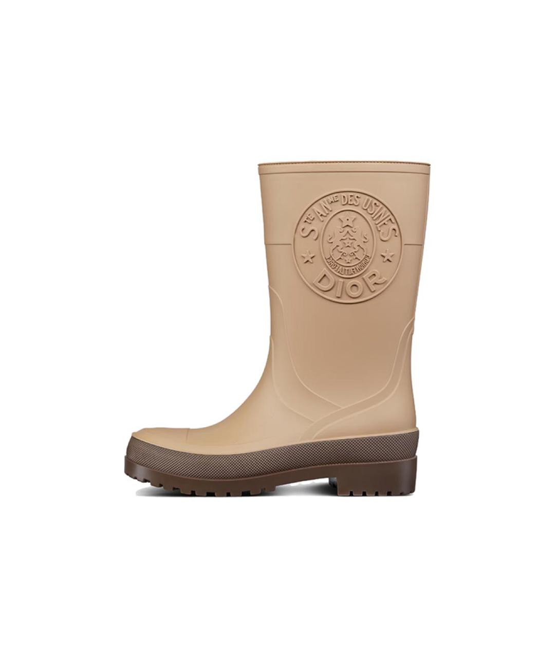 CHRISTIAN DIOR Бежевые резиновые сапоги, фото 6