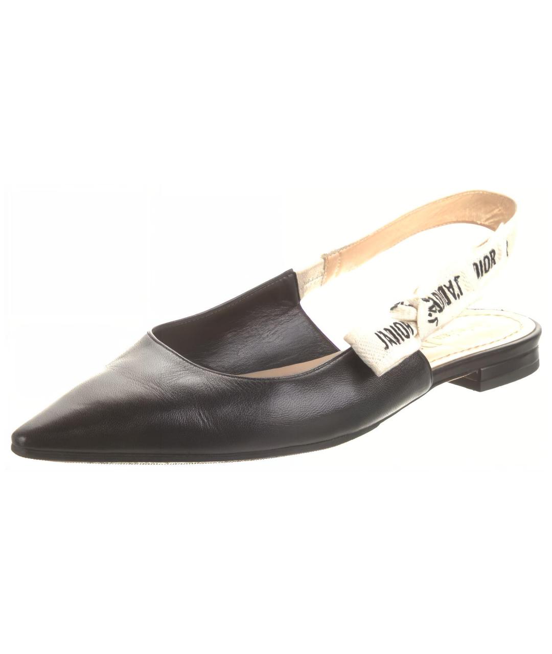 CHRISTIAN DIOR Черные кожаные лодочки на низком каблуке, фото 2