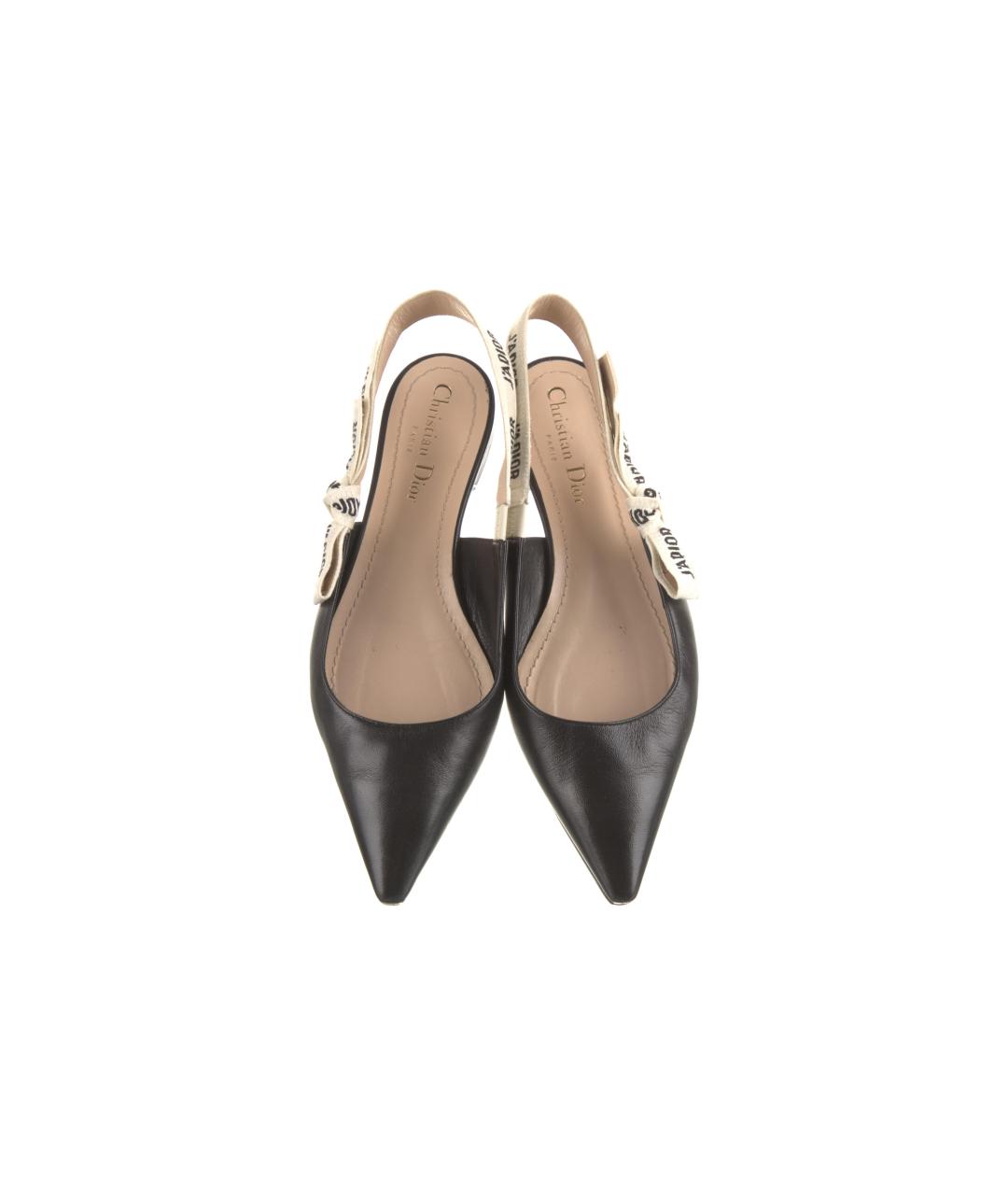 CHRISTIAN DIOR Черные кожаные лодочки на низком каблуке, фото 3