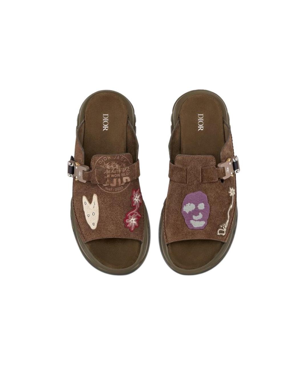 CHRISTIAN DIOR Коричневые кожаные сандалии, фото 3