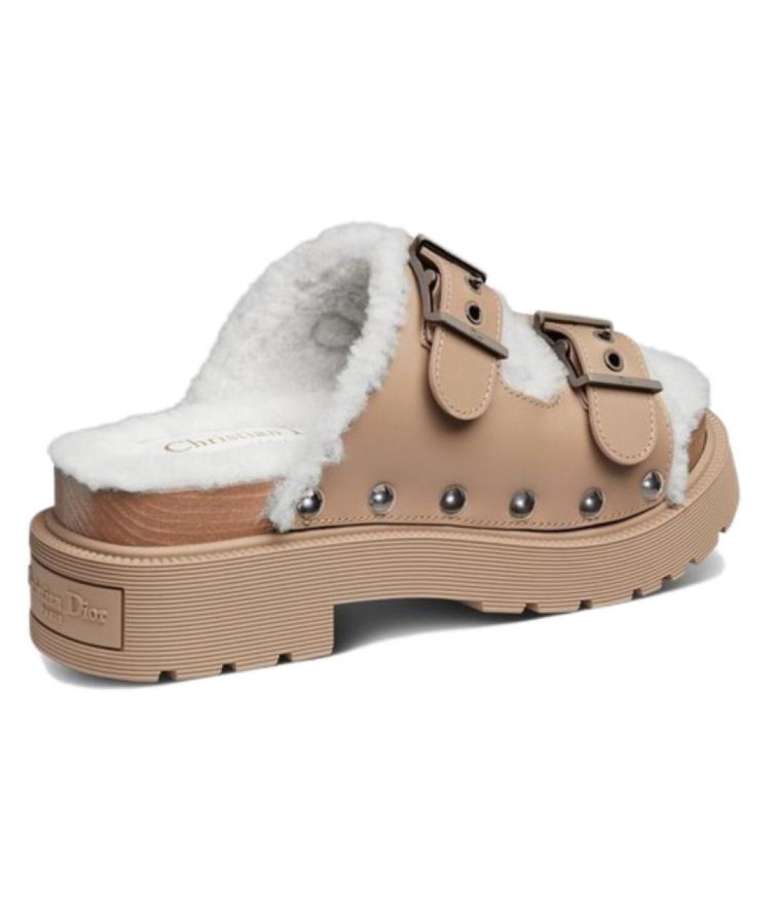 CHRISTIAN DIOR Коричневые кожаные сандалии, фото 4