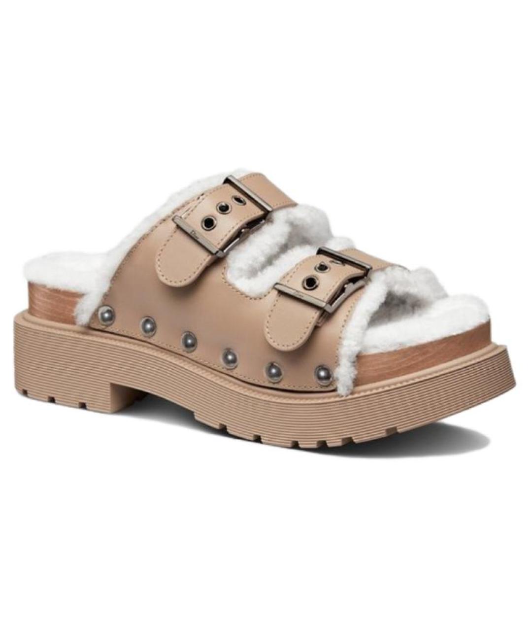 CHRISTIAN DIOR Коричневые кожаные сандалии, фото 3