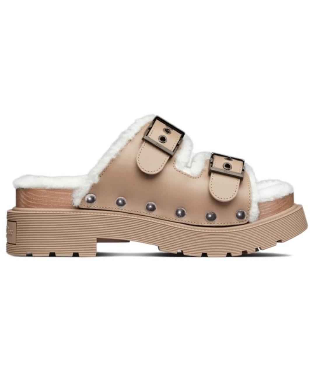 CHRISTIAN DIOR Коричневые кожаные сандалии, фото 1