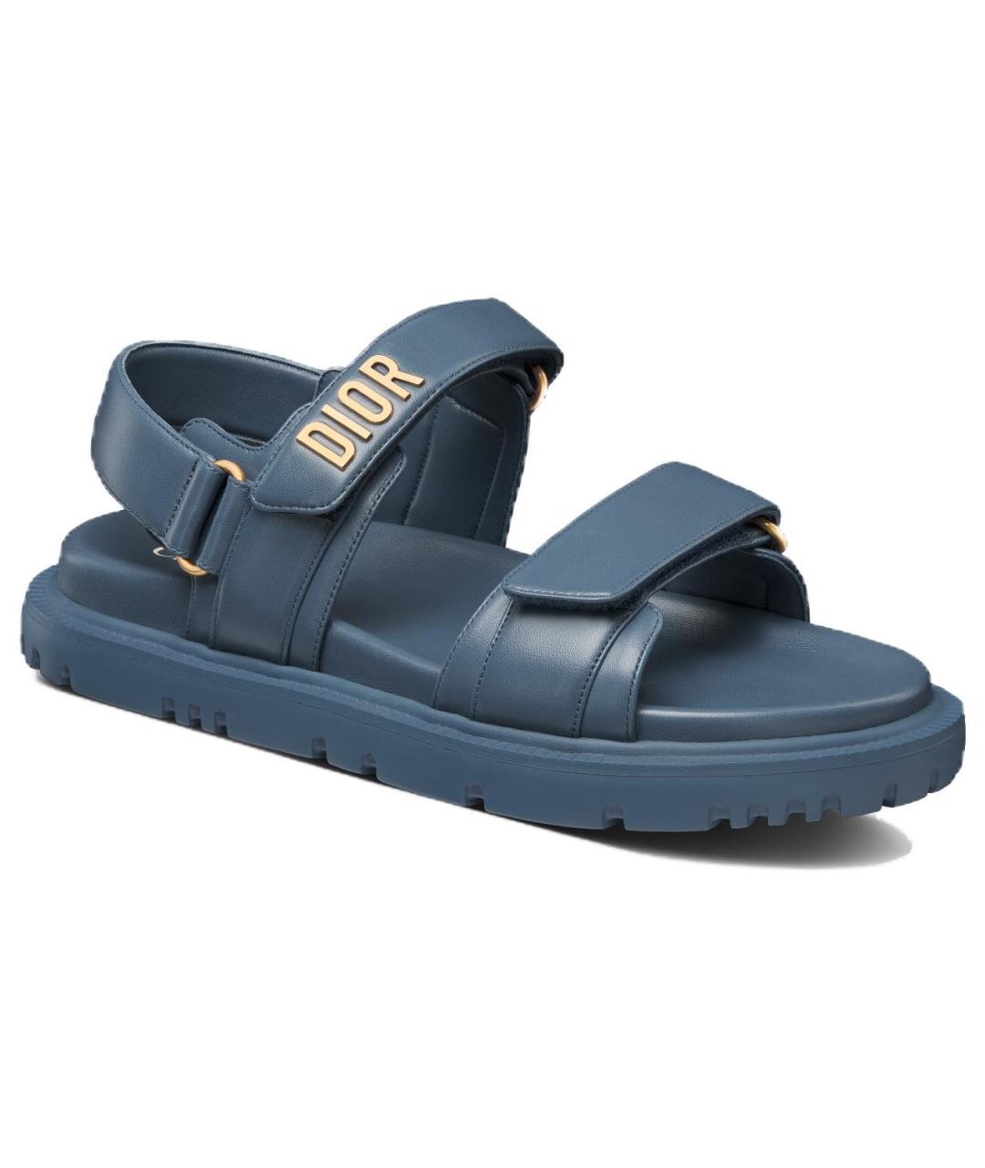 CHRISTIAN DIOR Синие кожаные сандалии, фото 3