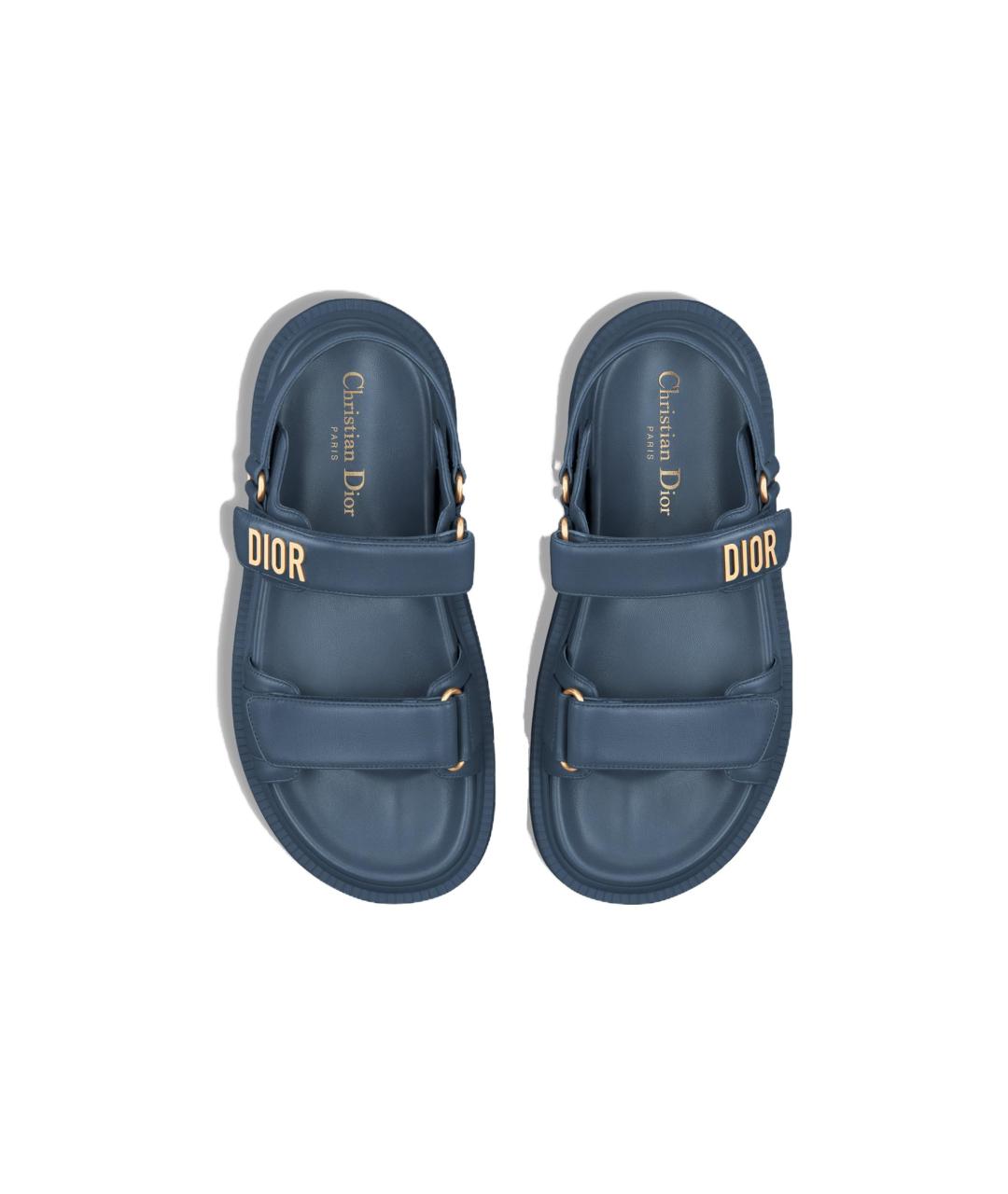 CHRISTIAN DIOR Синие кожаные сандалии, фото 4