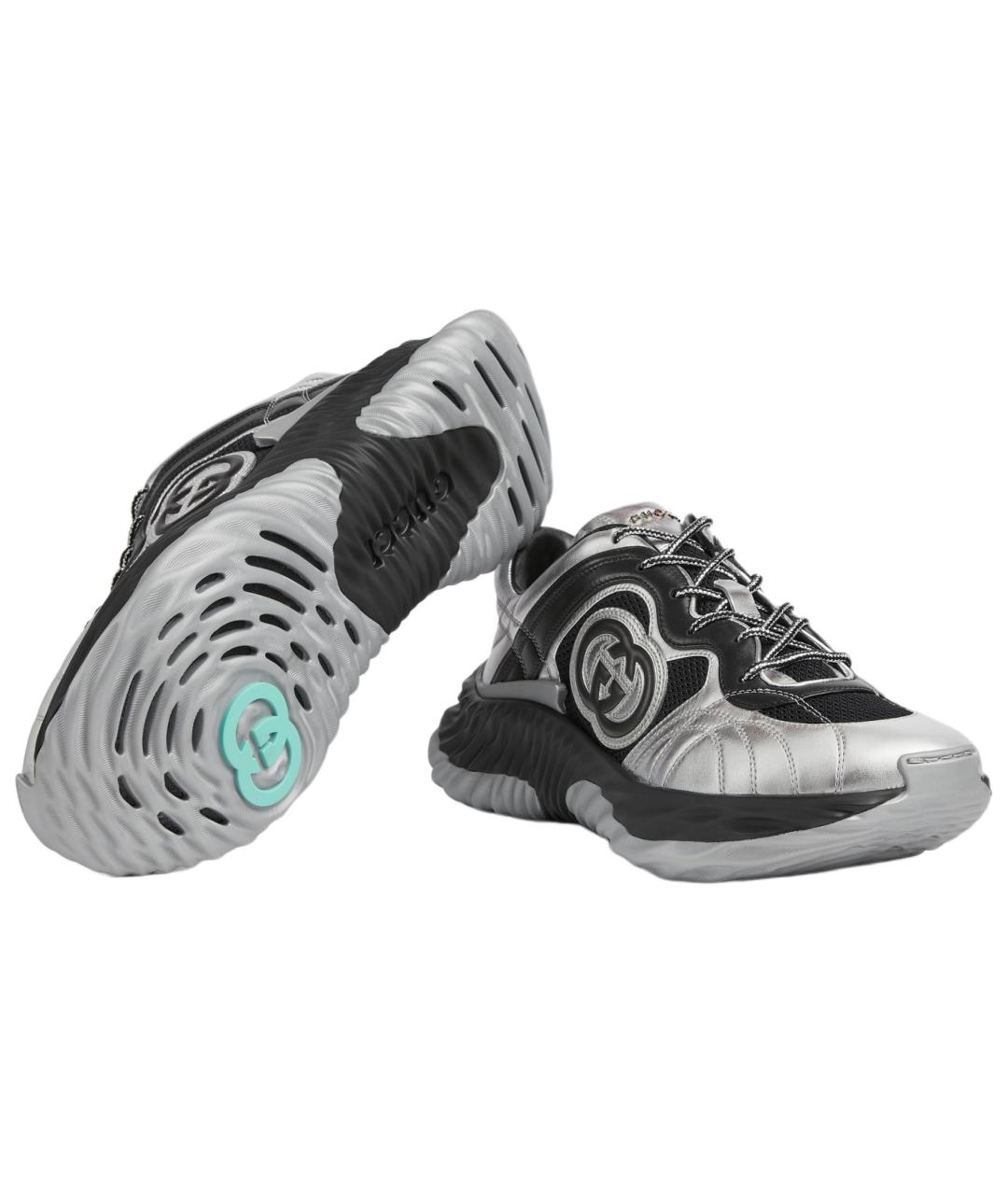 GUCCI Серебряные низкие кроссовки / кеды, фото 6