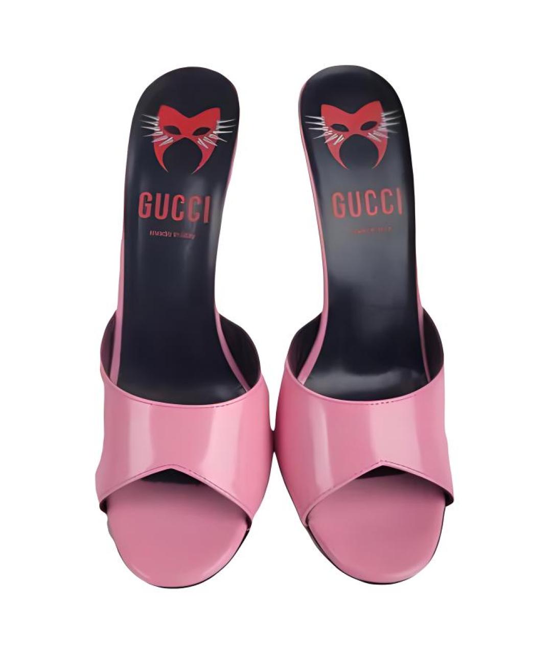 GUCCI Розовые кожаные босоножки, фото 6