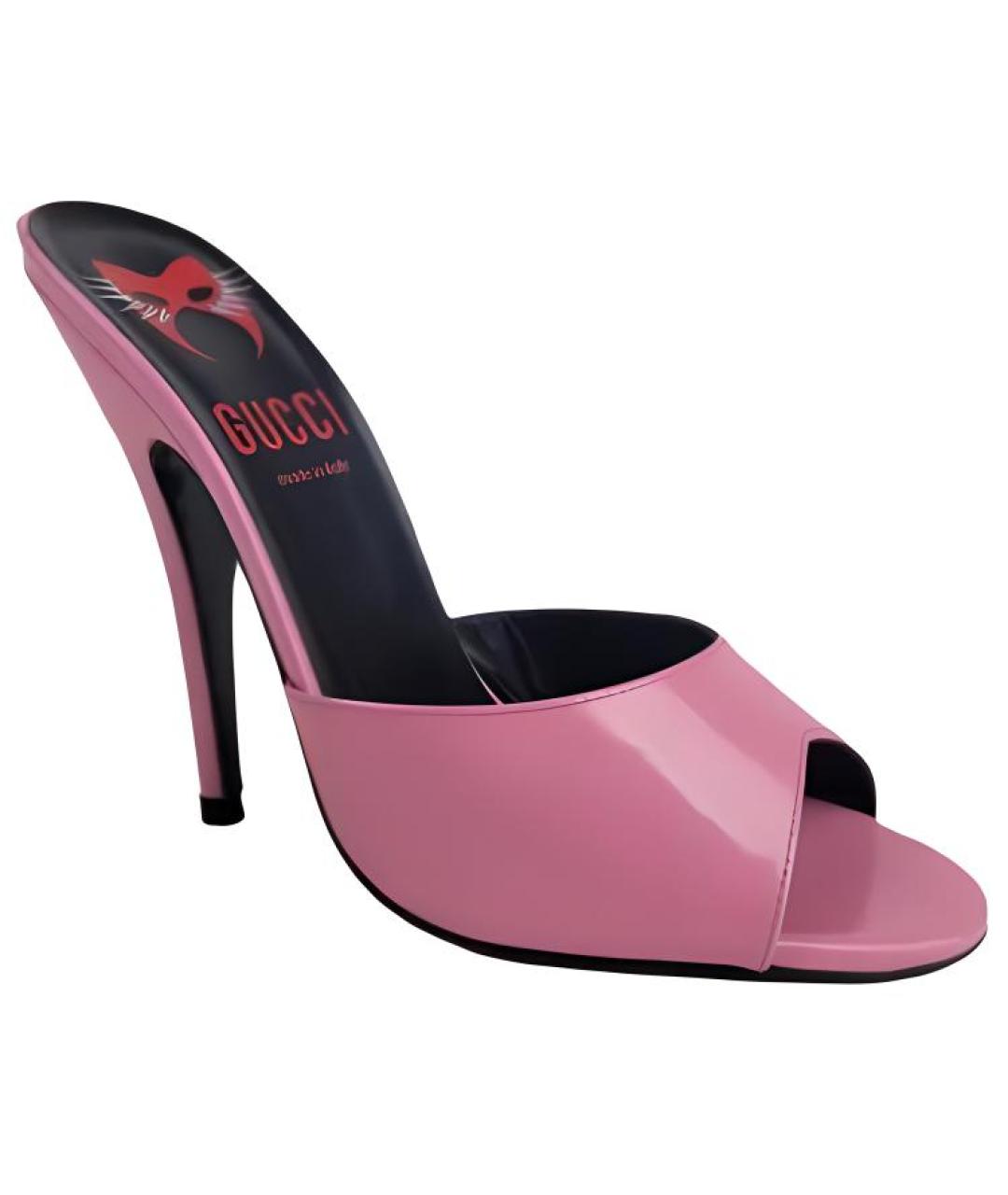 GUCCI Розовые кожаные босоножки, фото 3