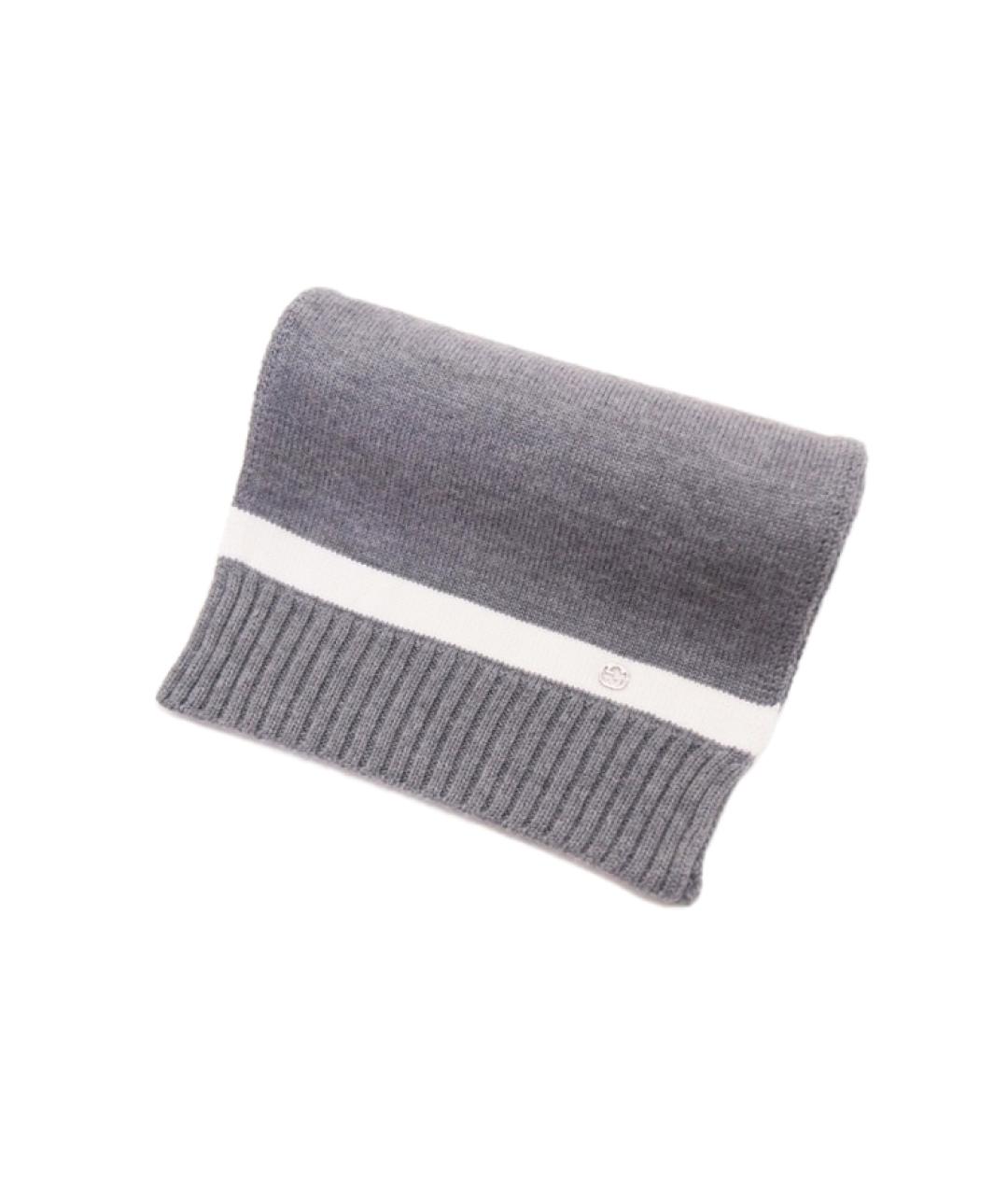 GUCCI Серый шерстяной шарф, фото 2