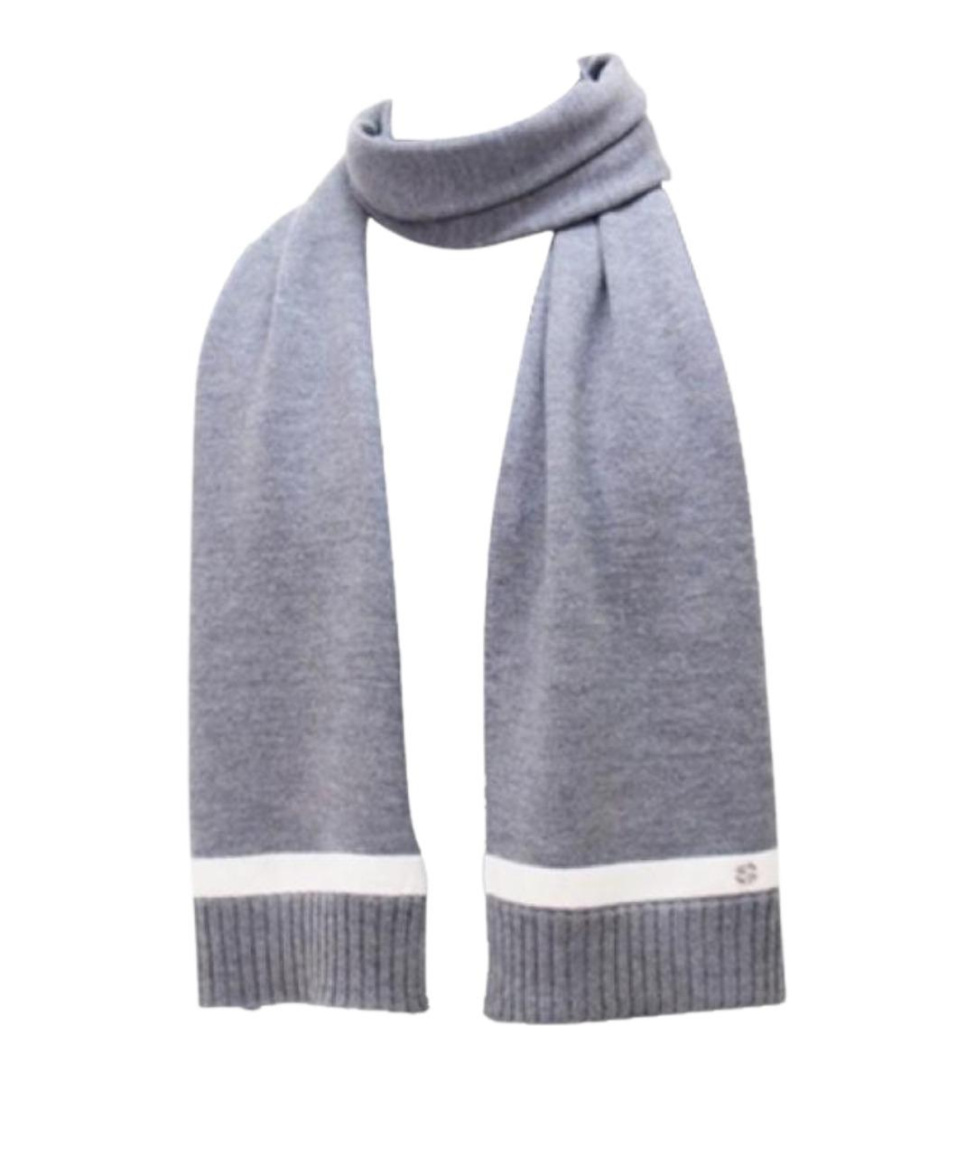 GUCCI Серый шерстяной шарф, фото 1