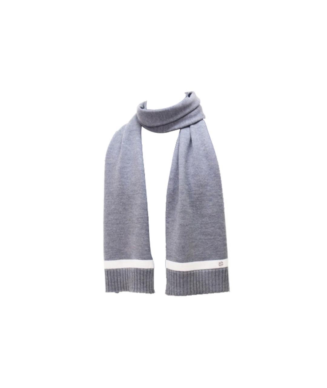 GUCCI Серый шерстяной шарф, фото 3