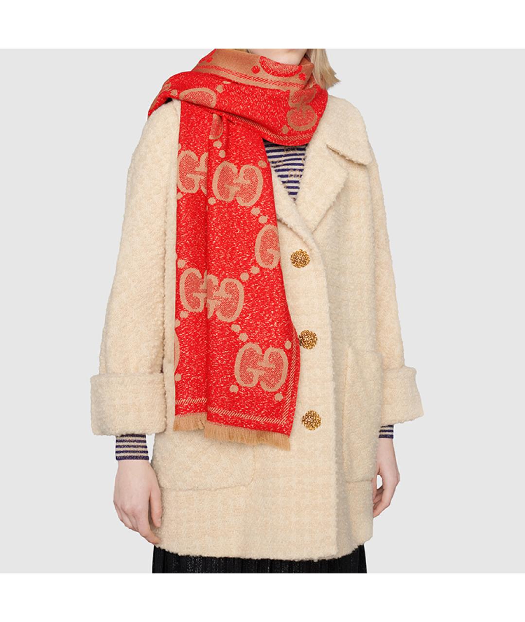 GUCCI Красный шарф, фото 3