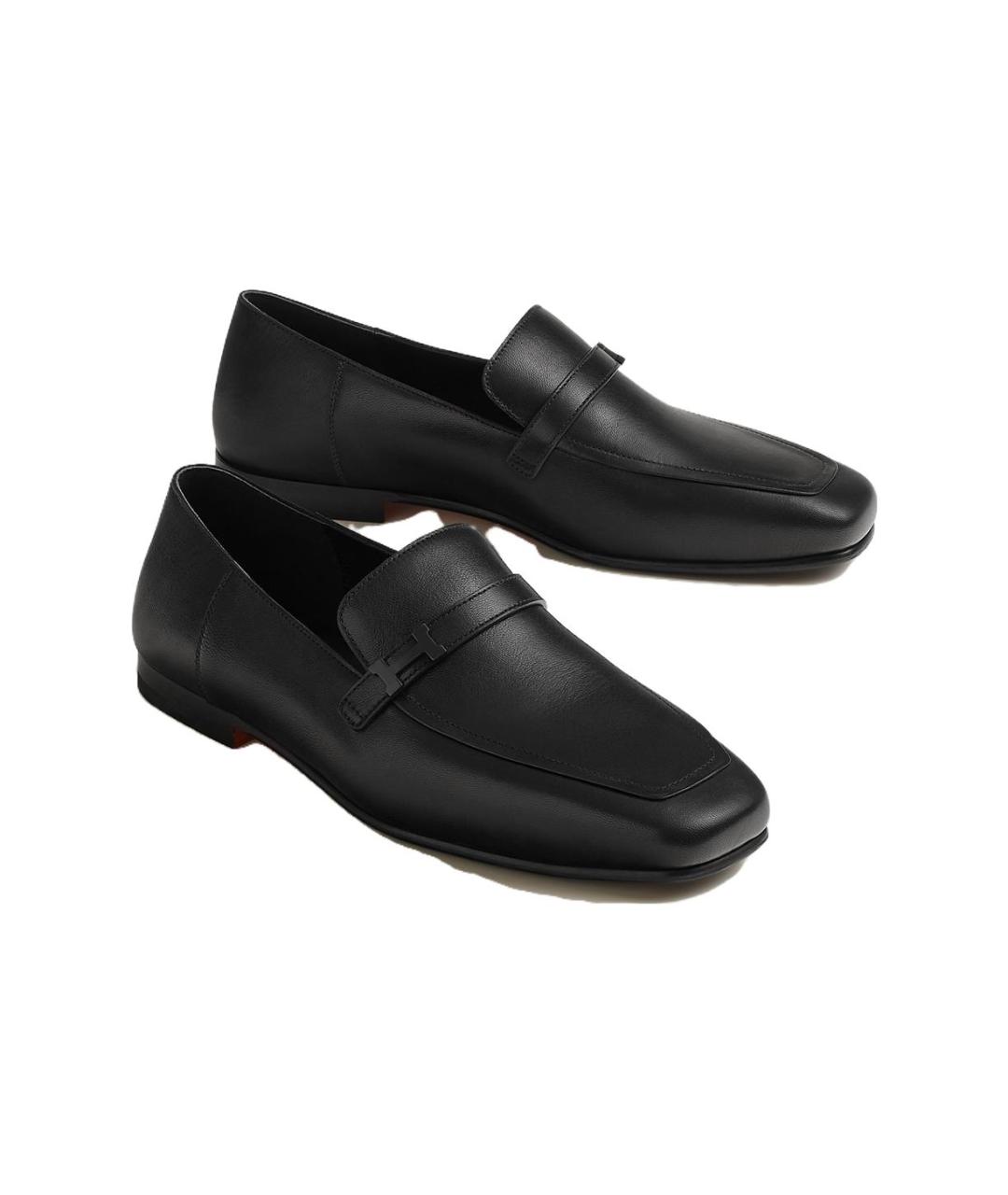 HERMES Черные кожаные лоферы, фото 3