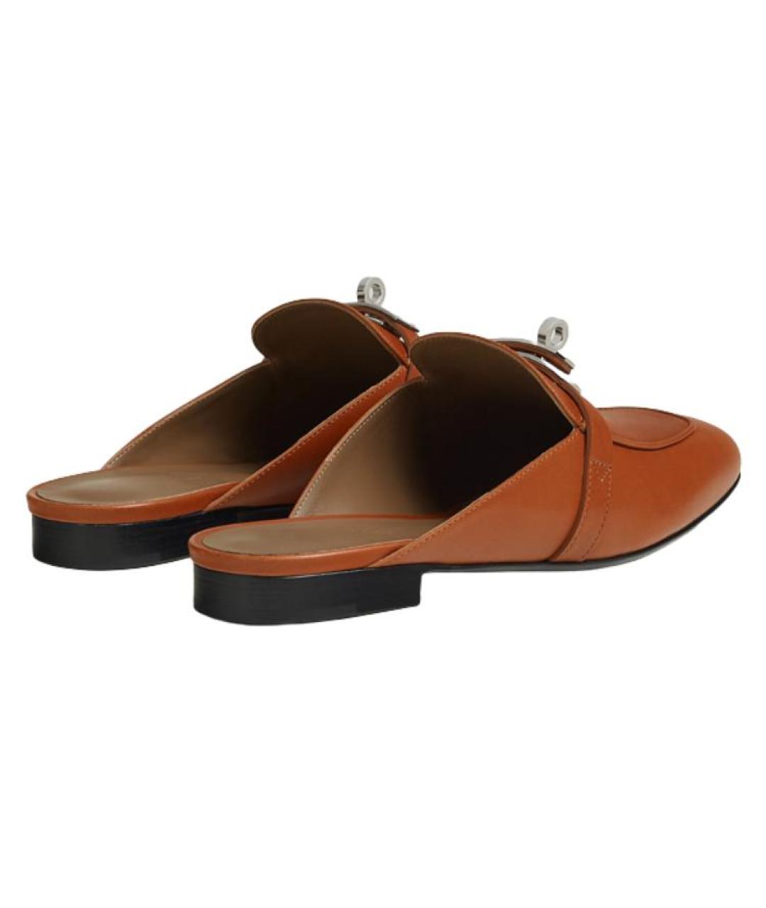 HERMES Коричневые кожаные мюли, фото 4