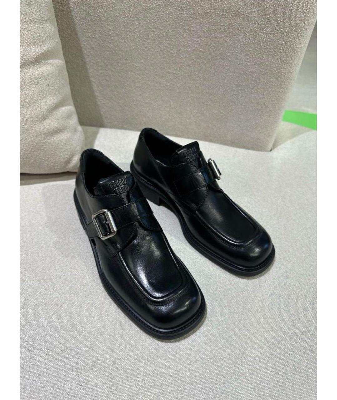 MIU MIU Черные кожаные брогги и оксфорды, фото 3
