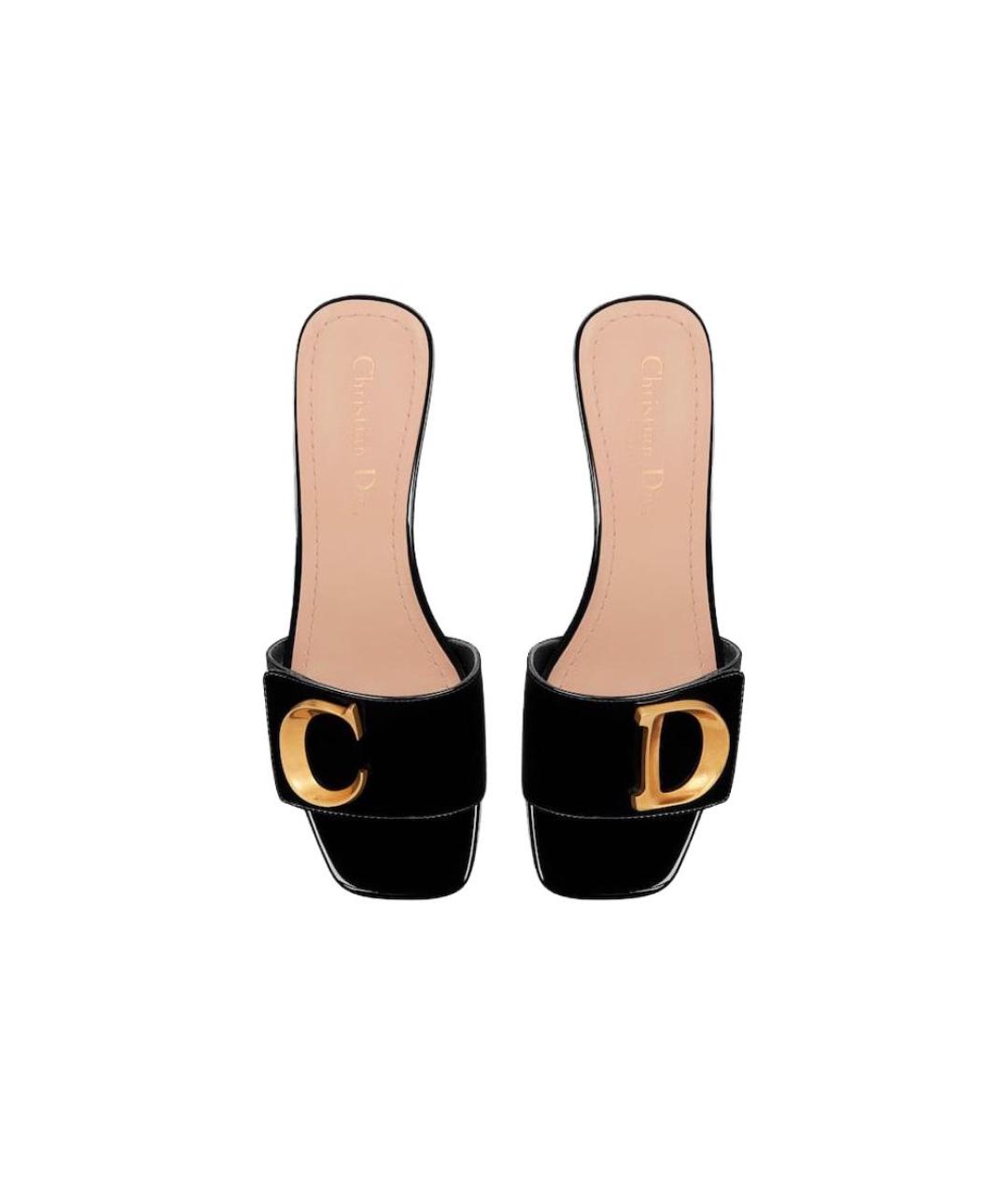 CHRISTIAN DIOR Черные кожаные босоножки, фото 4