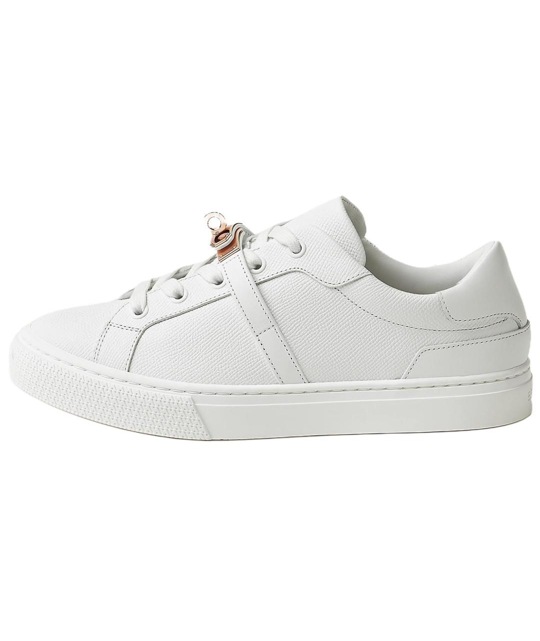 HERMES Белые кожаные кеды, фото 3