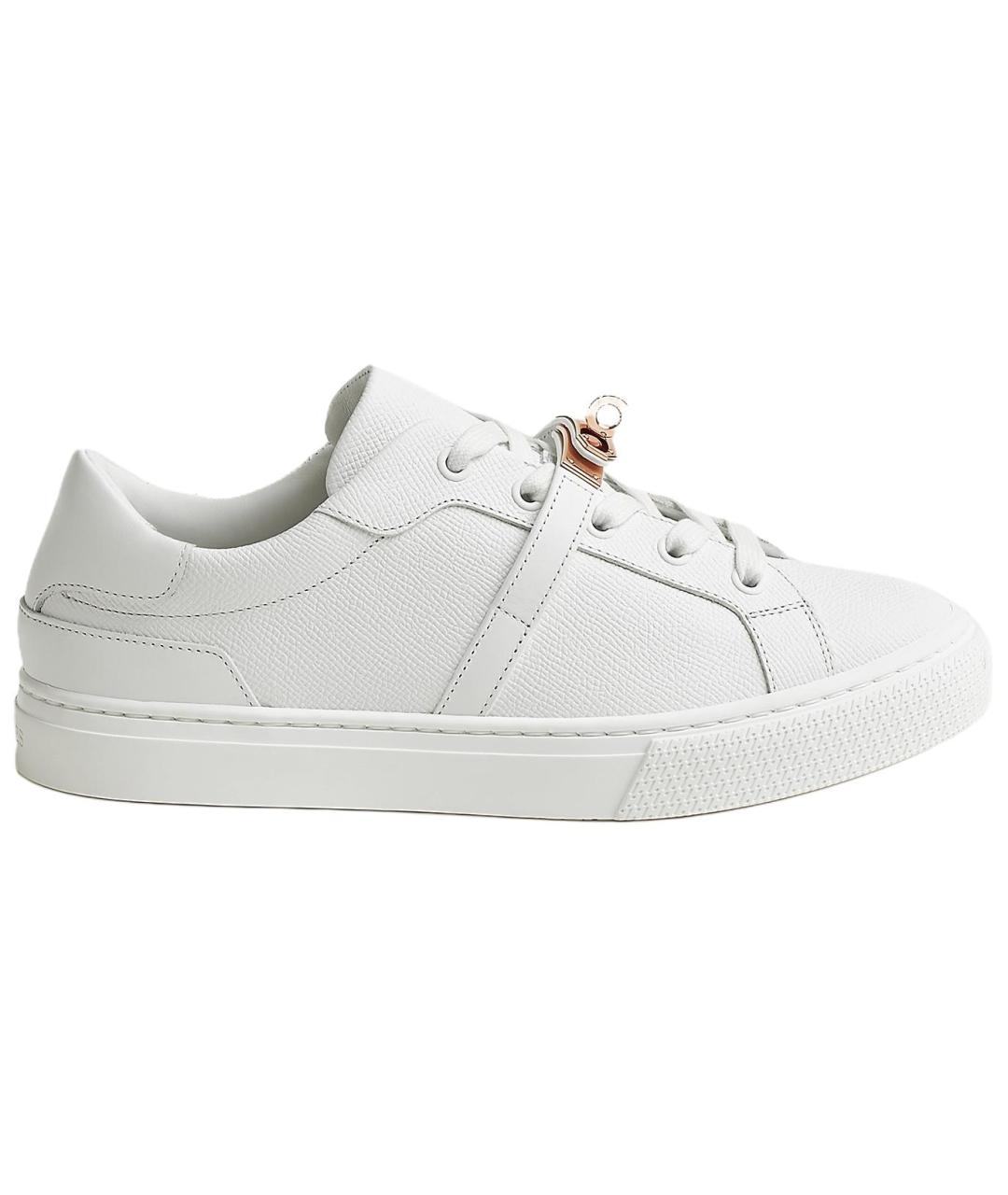 HERMES Белые кожаные кеды, фото 1