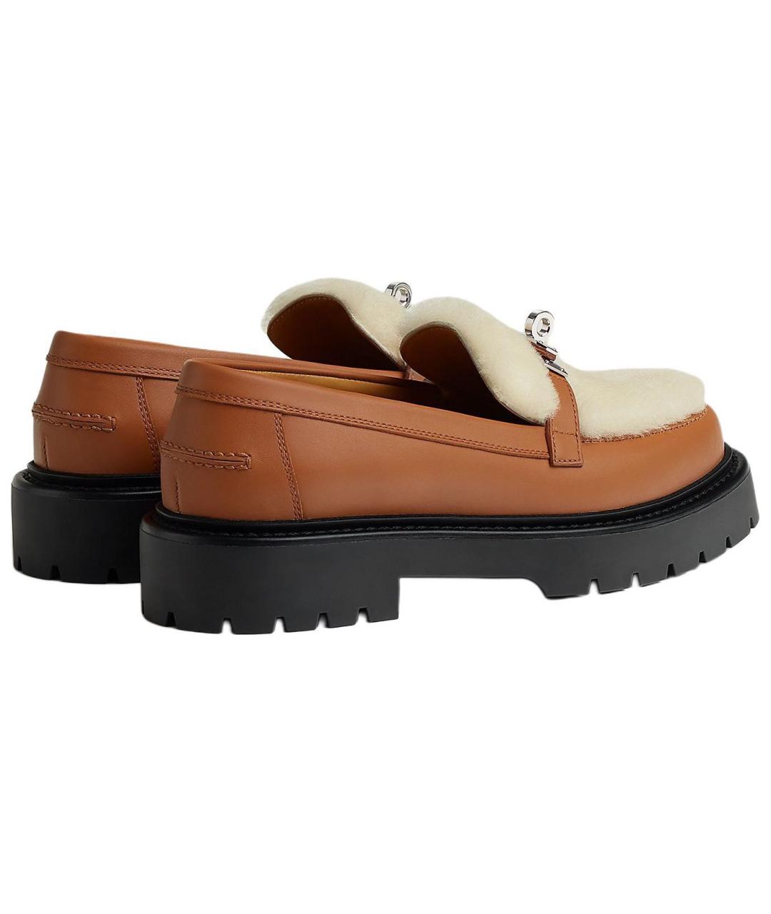 HERMES Коричневые кожаные лоферы, фото 3