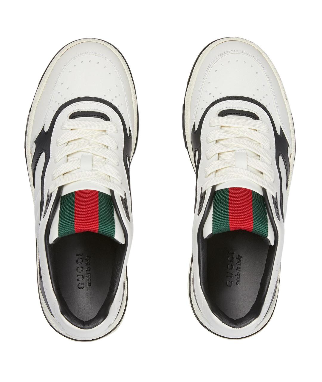 GUCCI Белые кожаные кроссовки, фото 4