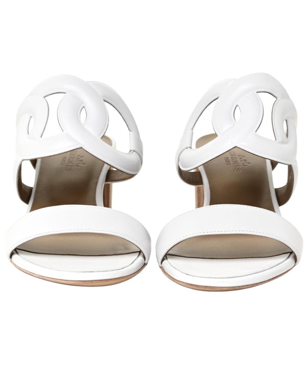 HERMES Белые кожаные сандалии, фото 5