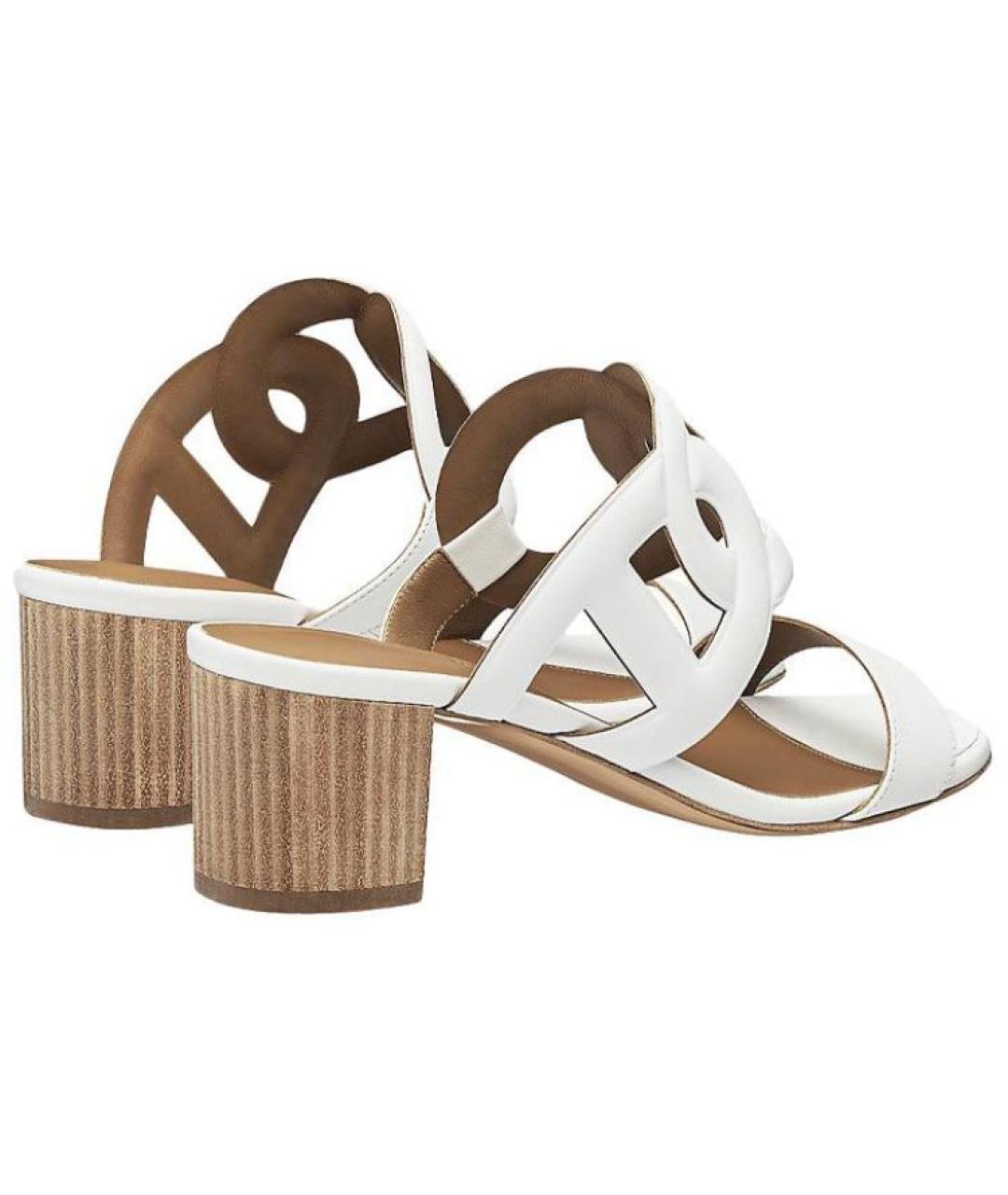 HERMES Белые кожаные сандалии, фото 4