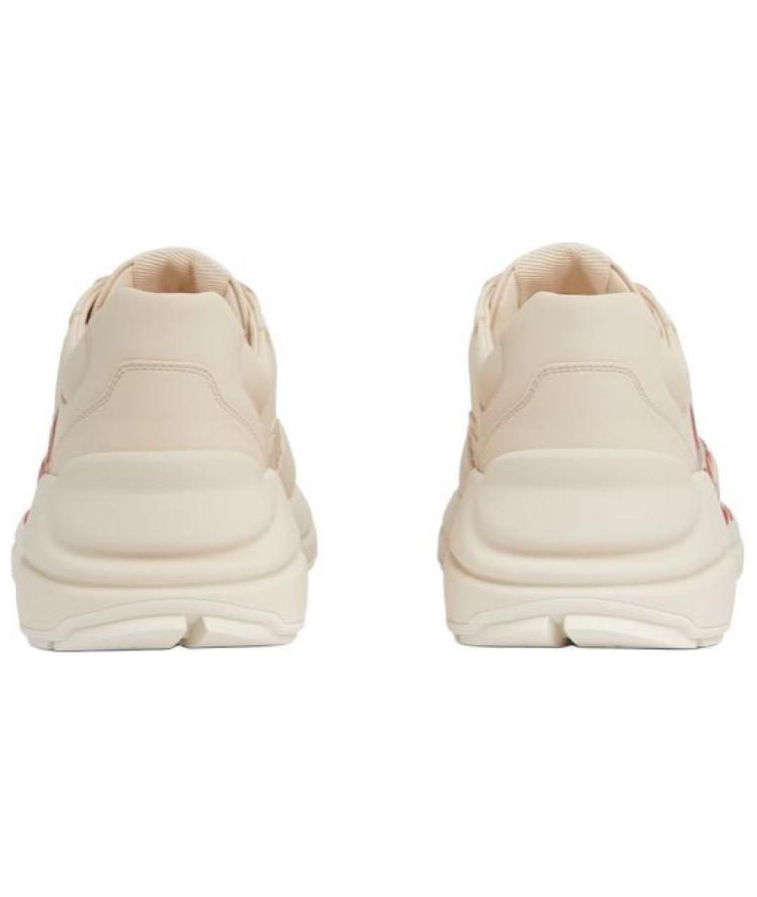 GUCCI Бежевые кожаные кроссовки, фото 5