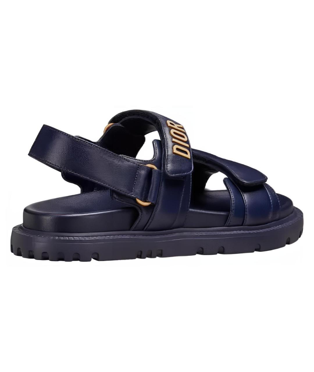 CHRISTIAN DIOR Темно-синие кожаные сандалии, фото 3