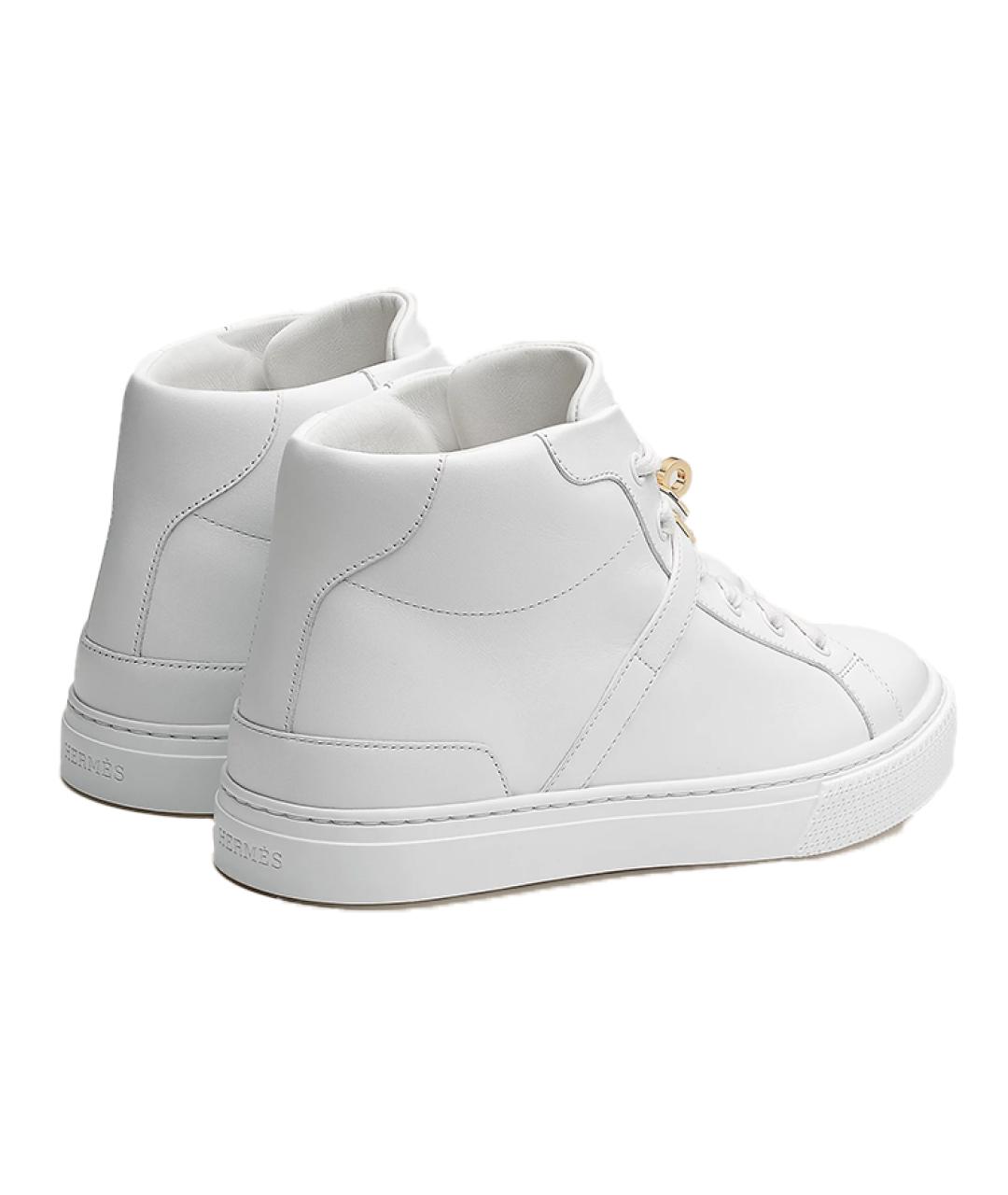 HERMES Белые кожаные кроссовки, фото 3