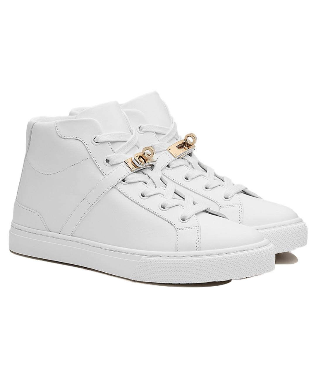 HERMES Белые кожаные кроссовки, фото 2